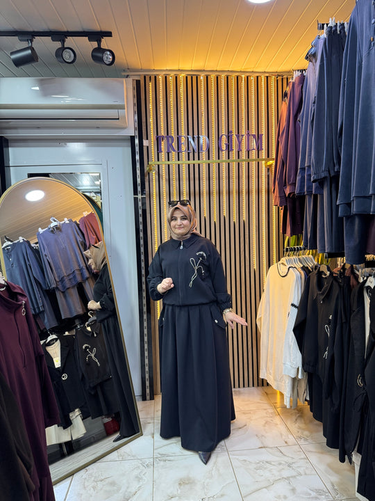 GÜL DETAYLI ETEKLI TAKIM KREP KUMAŞ ETK 2