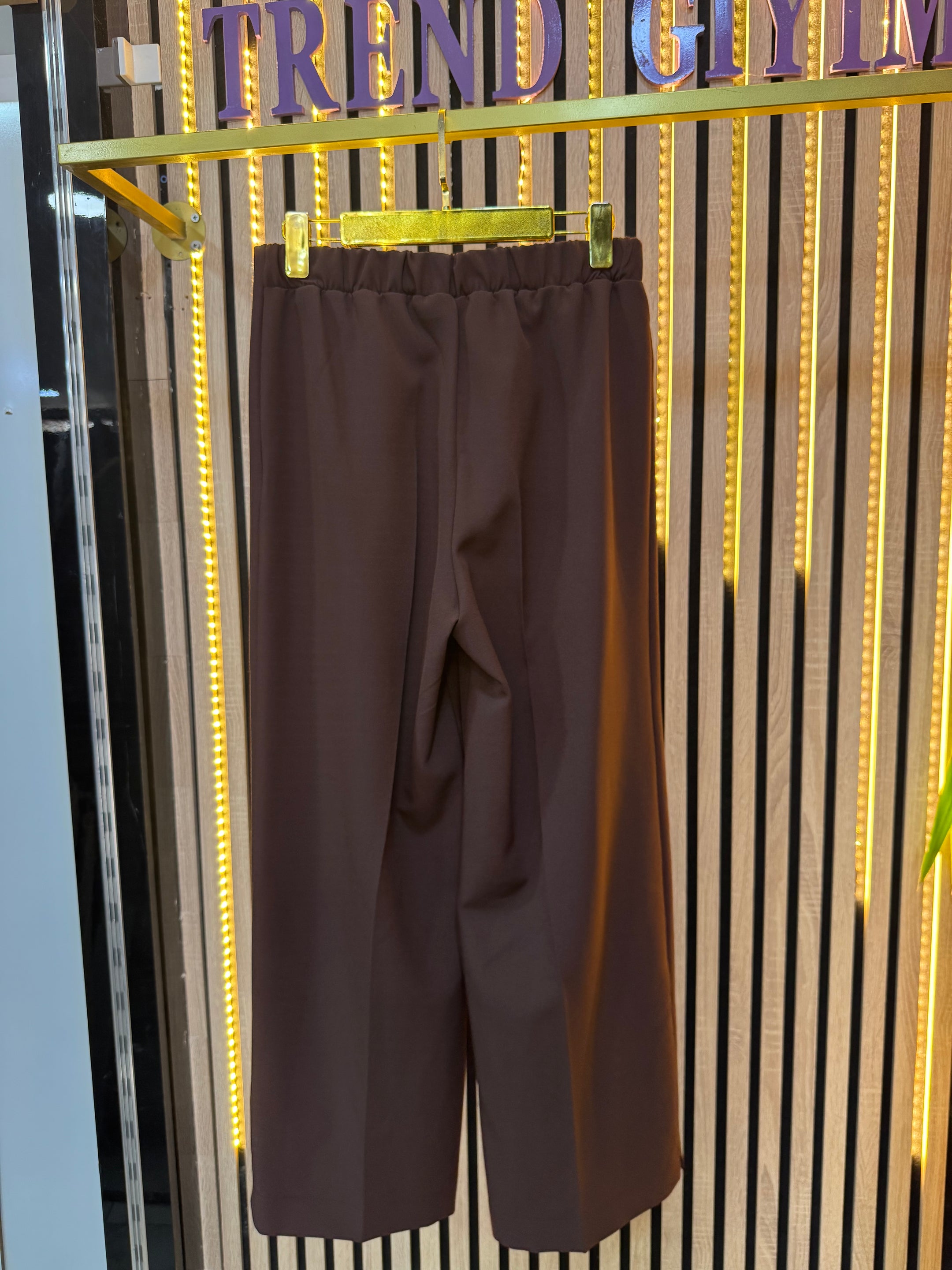 PUANE DÖKÜMLÜ KREP PANTOLON ACI KAHVE P2