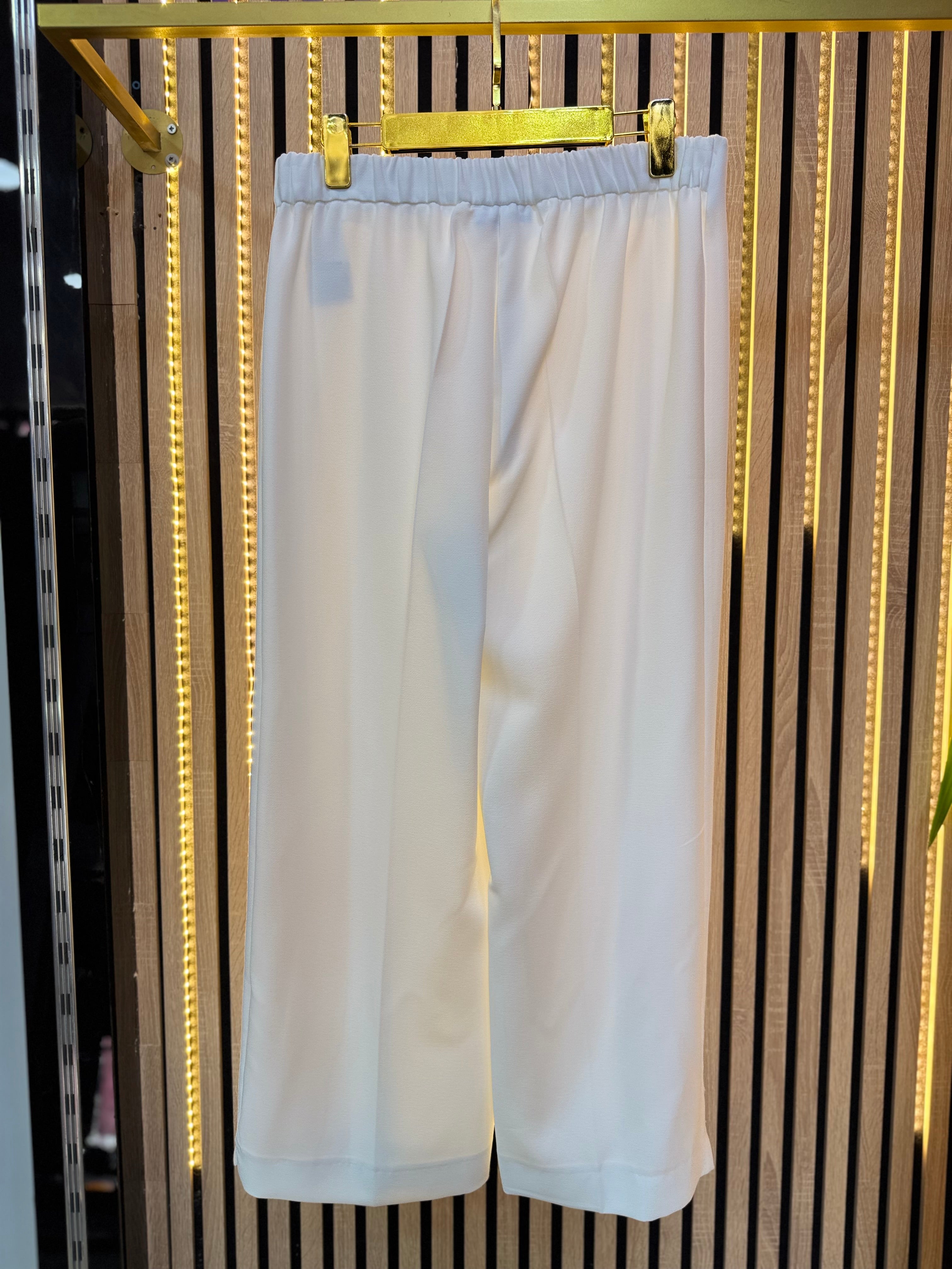 PUANE DÖKÜMLÜ KREP PANTOLON BEYAZ P1