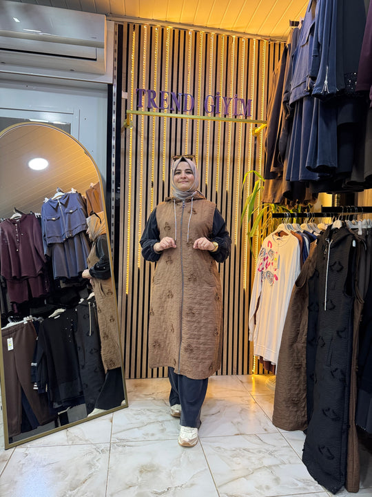 KAPITONE KABARTMALI YELEK KAHVE Y2