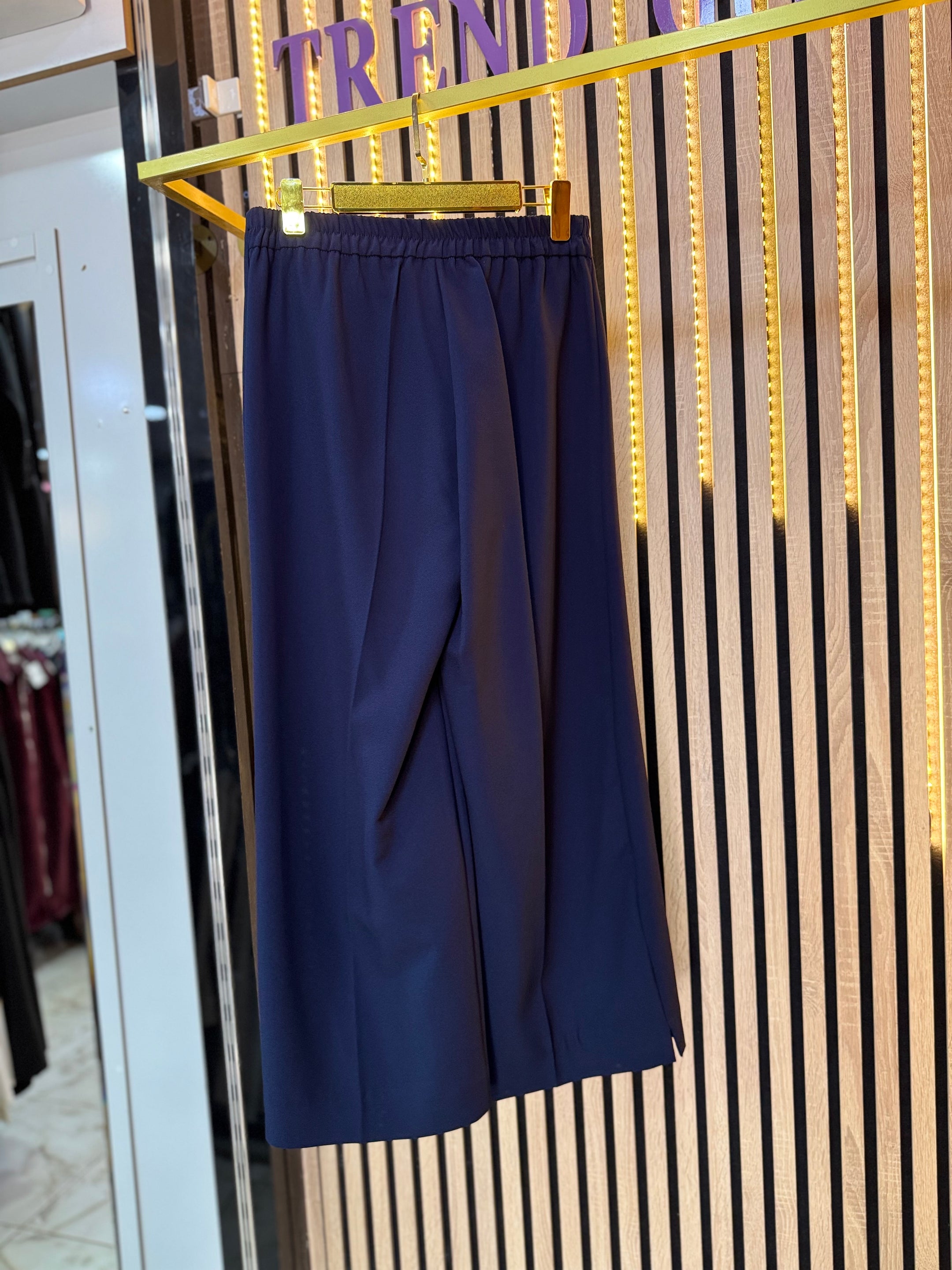 PUANE DÖKÜMLÜ KREP PANTOLON LACİVERT P22