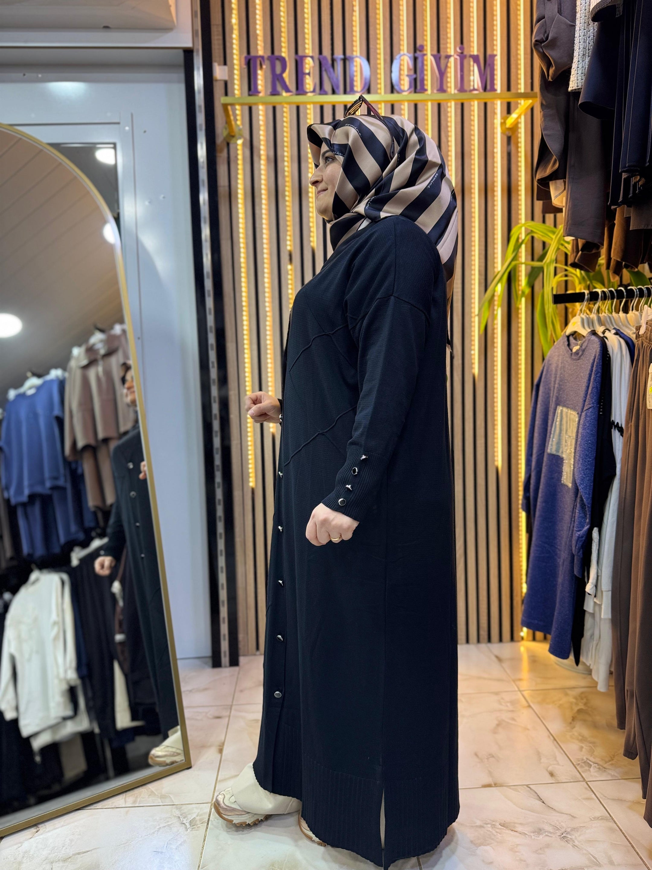 UZUN MERSERİZE HIRKA SİYAH H03