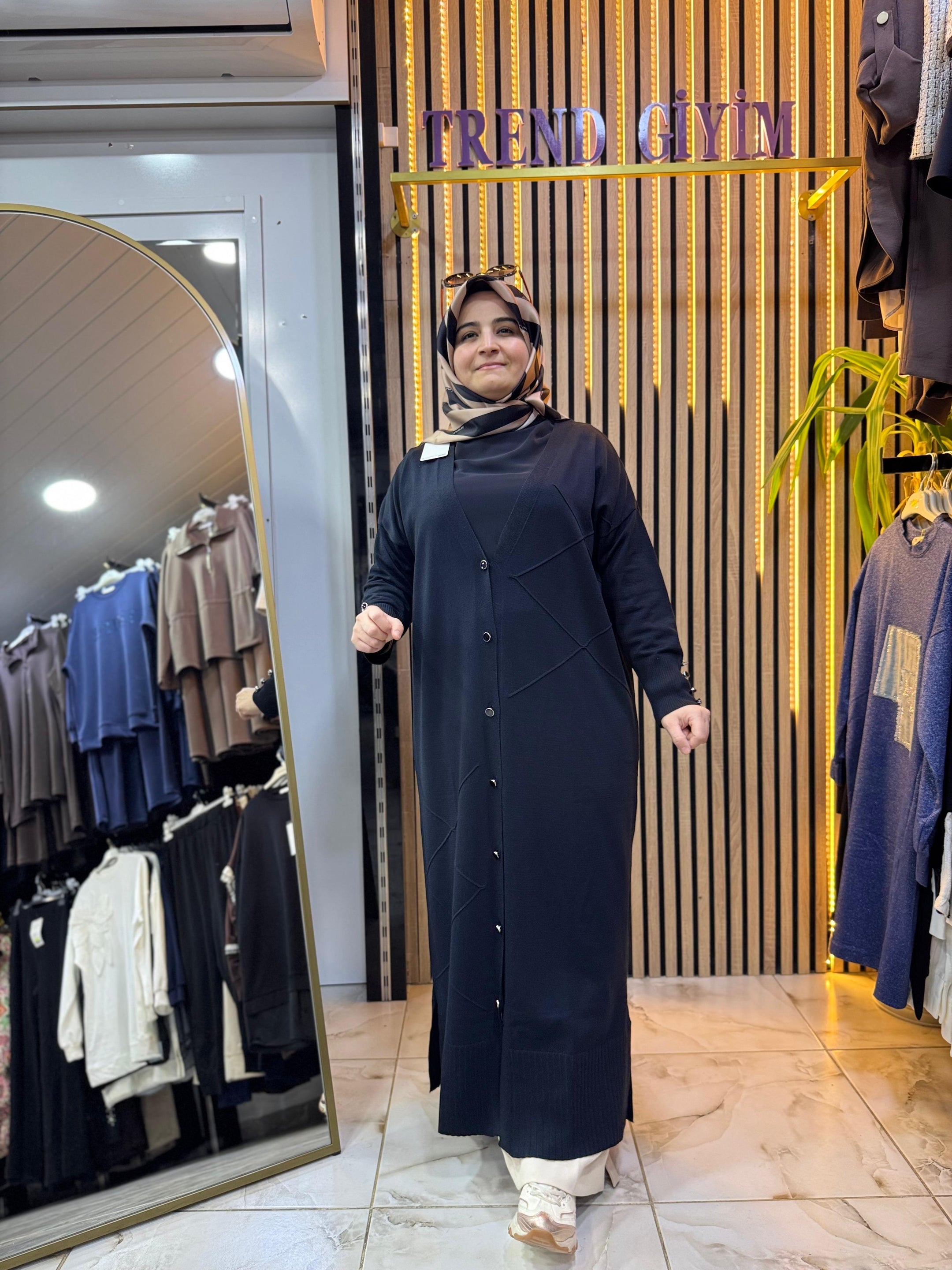 UZUN MERSERİZE HIRKA SİYAH H03