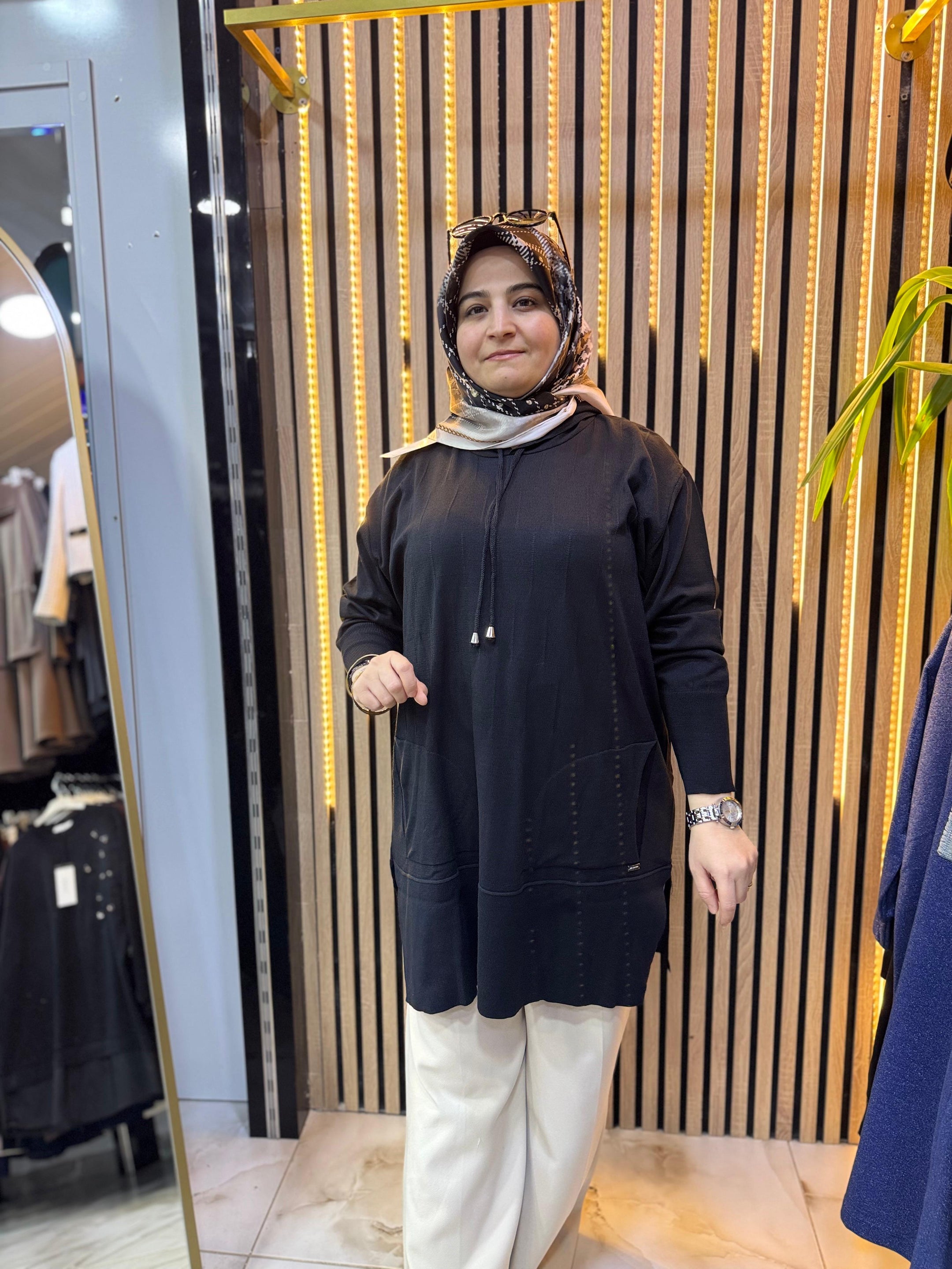 MERSERİZE KAPŞONLU TUNİK TN44