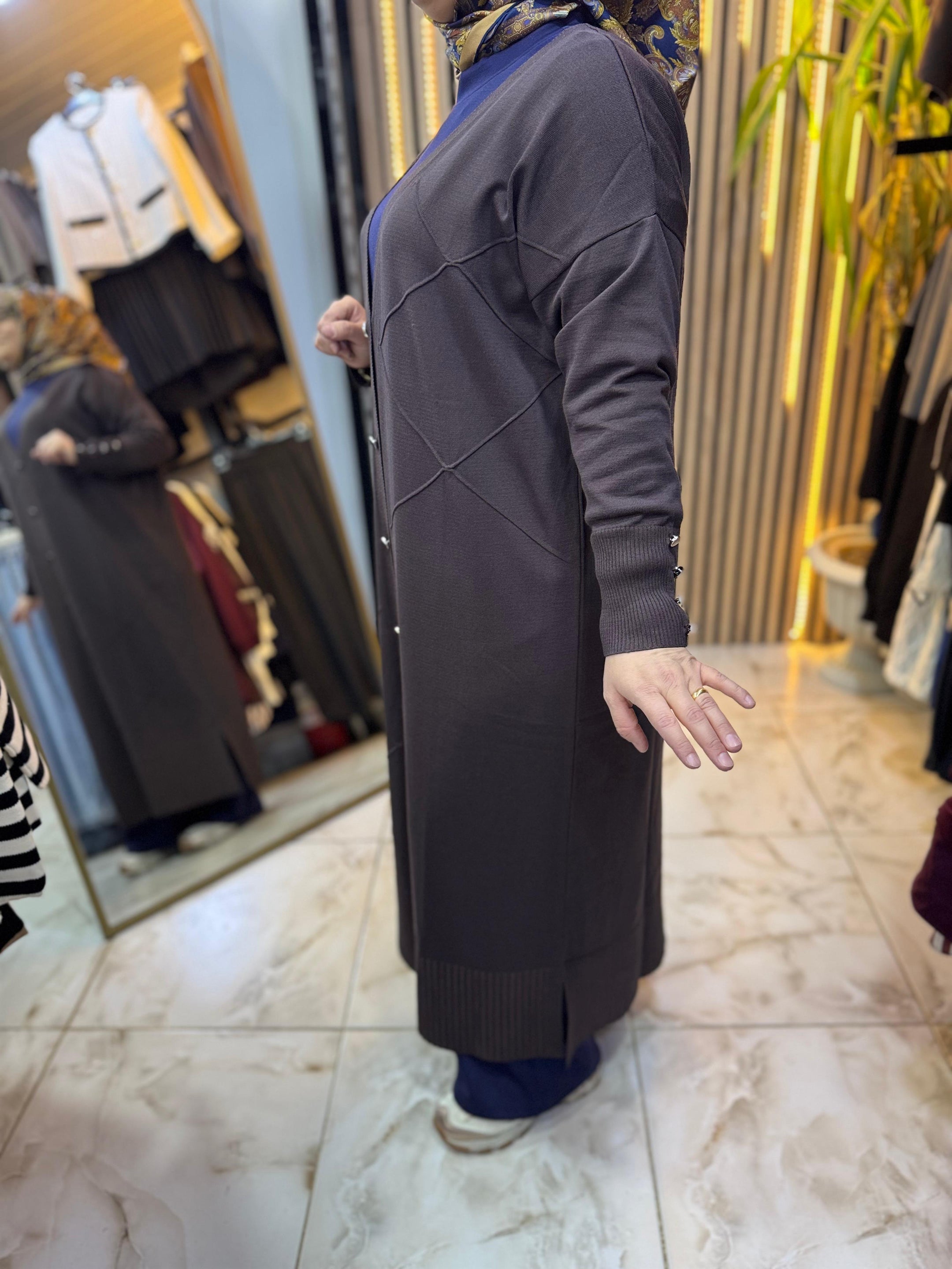 UZUN MERSERİZE HIRKA ACI KAHVE H04