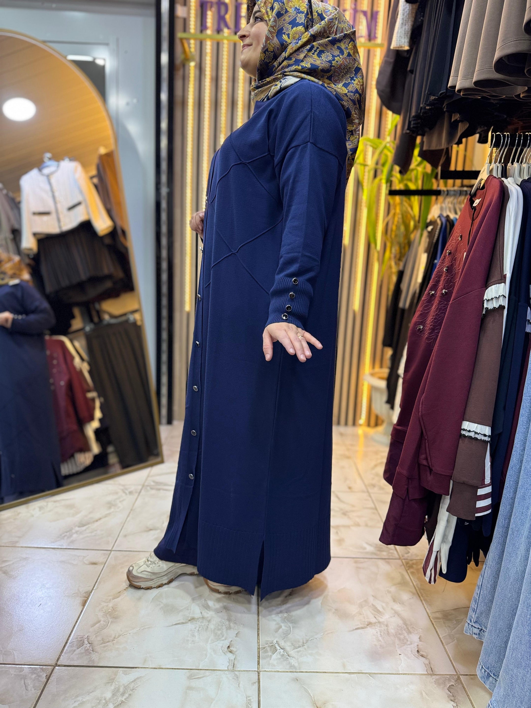 UZUN MERSERİZE HIRKA LACİVERT H05