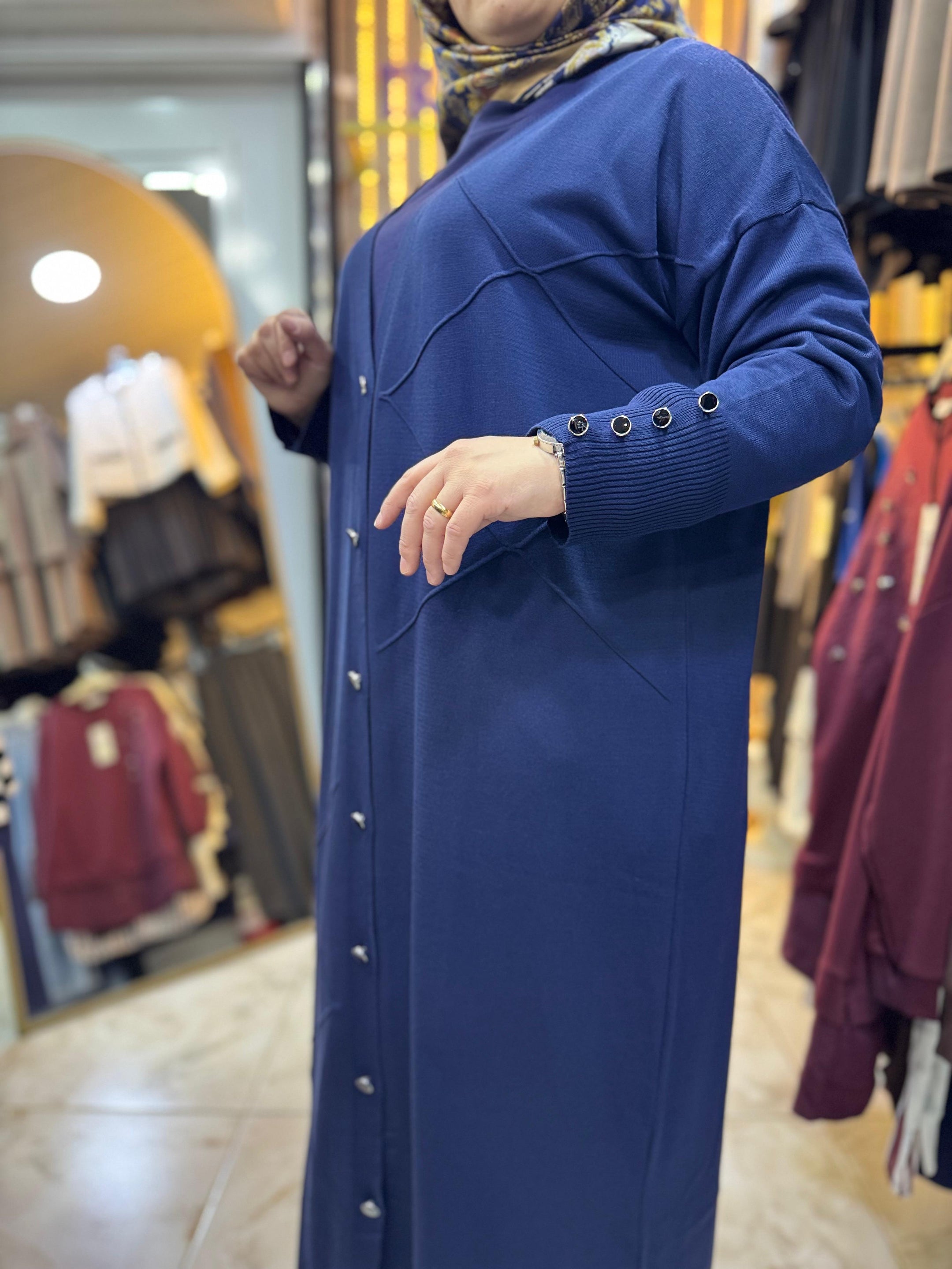 UZUN MERSERİZE HIRKA LACİVERT H05