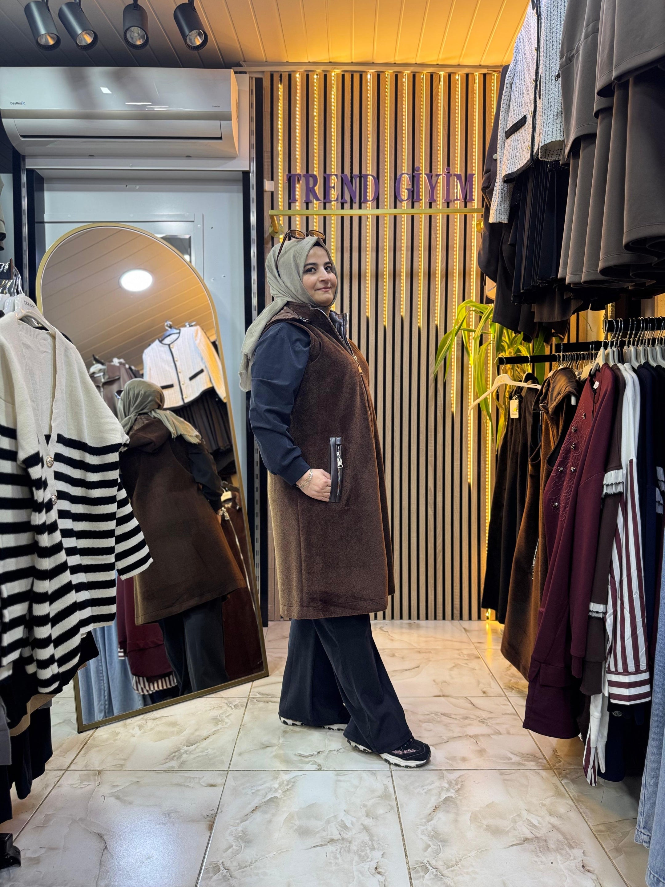 KAŞE KÜRK YELEK KAHVE CY4