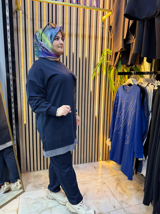 BRONŞLU TUNİK LACİVERT T11