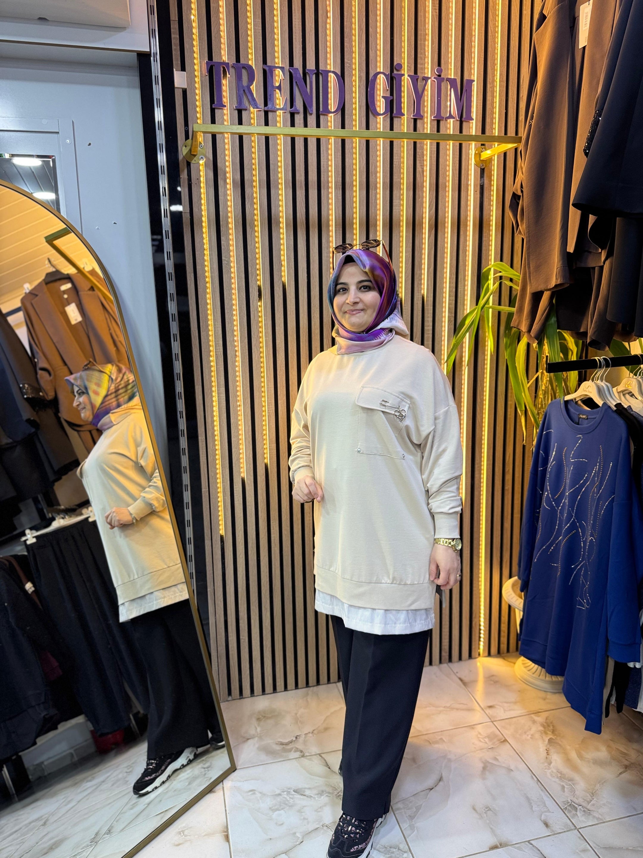 BRONŞLU TUNİK BEJ T13