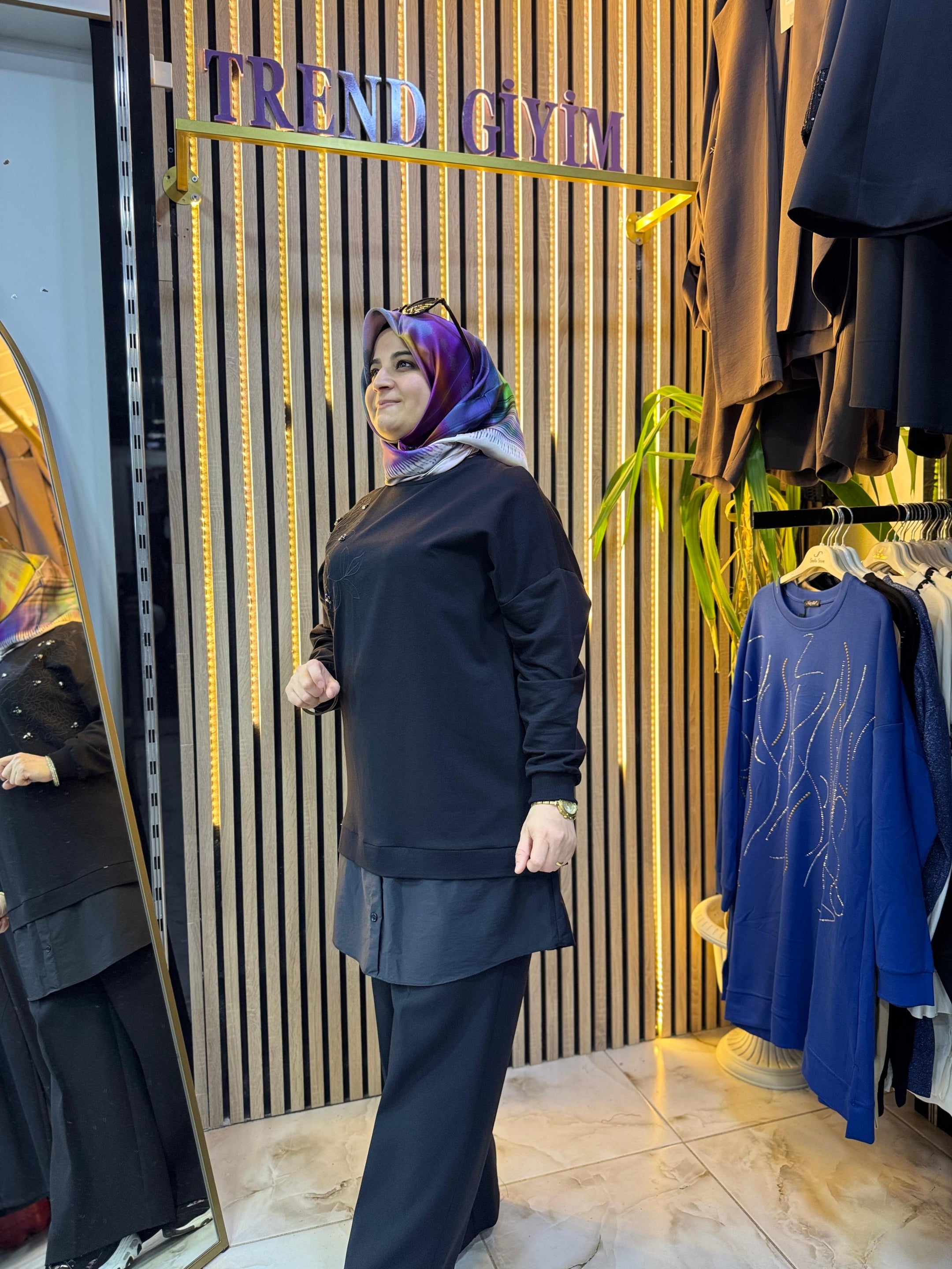 DESENLİ TUNİK SİYAH T14