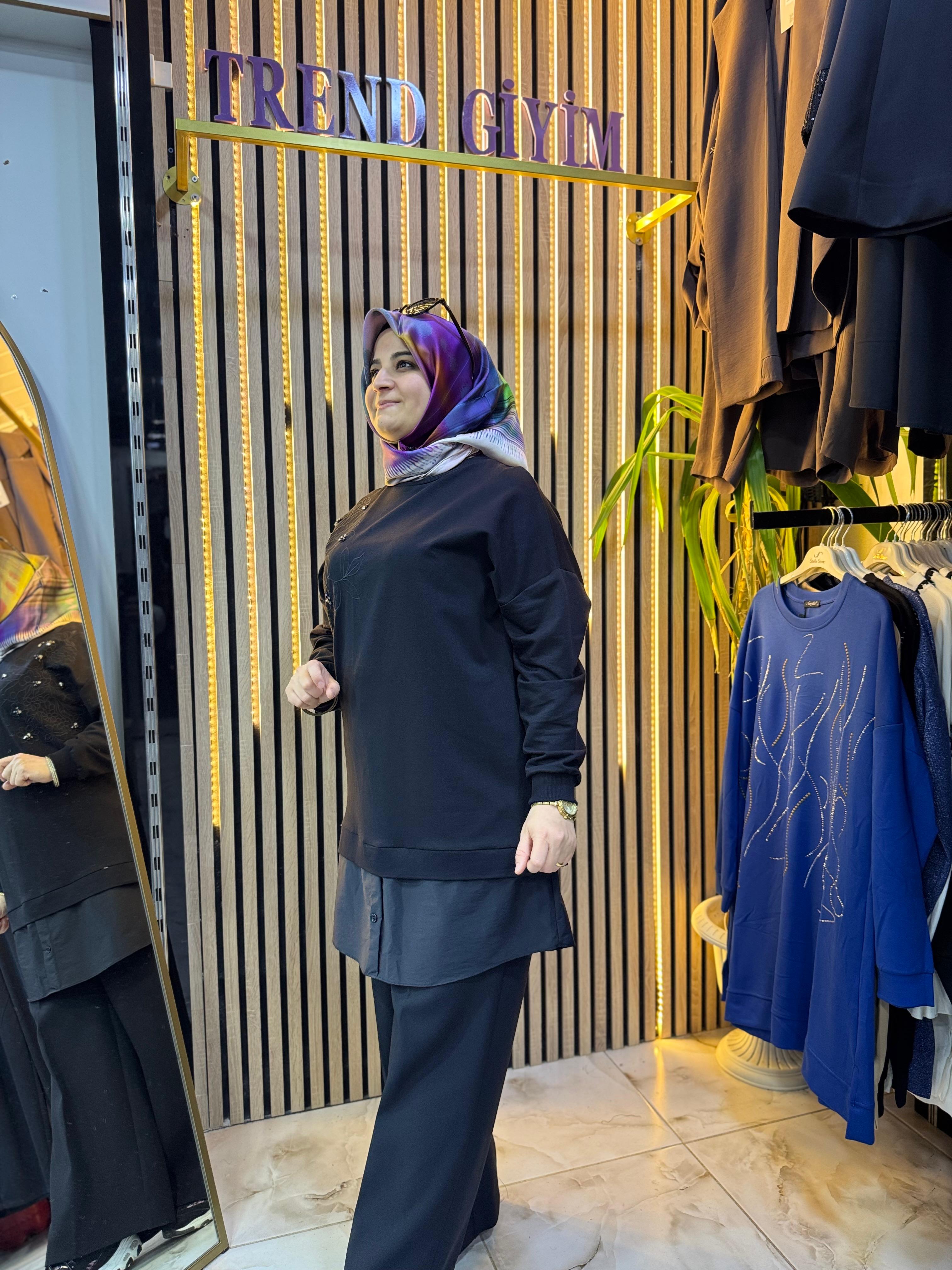 DESENLİ TUNİK SİYAH T14