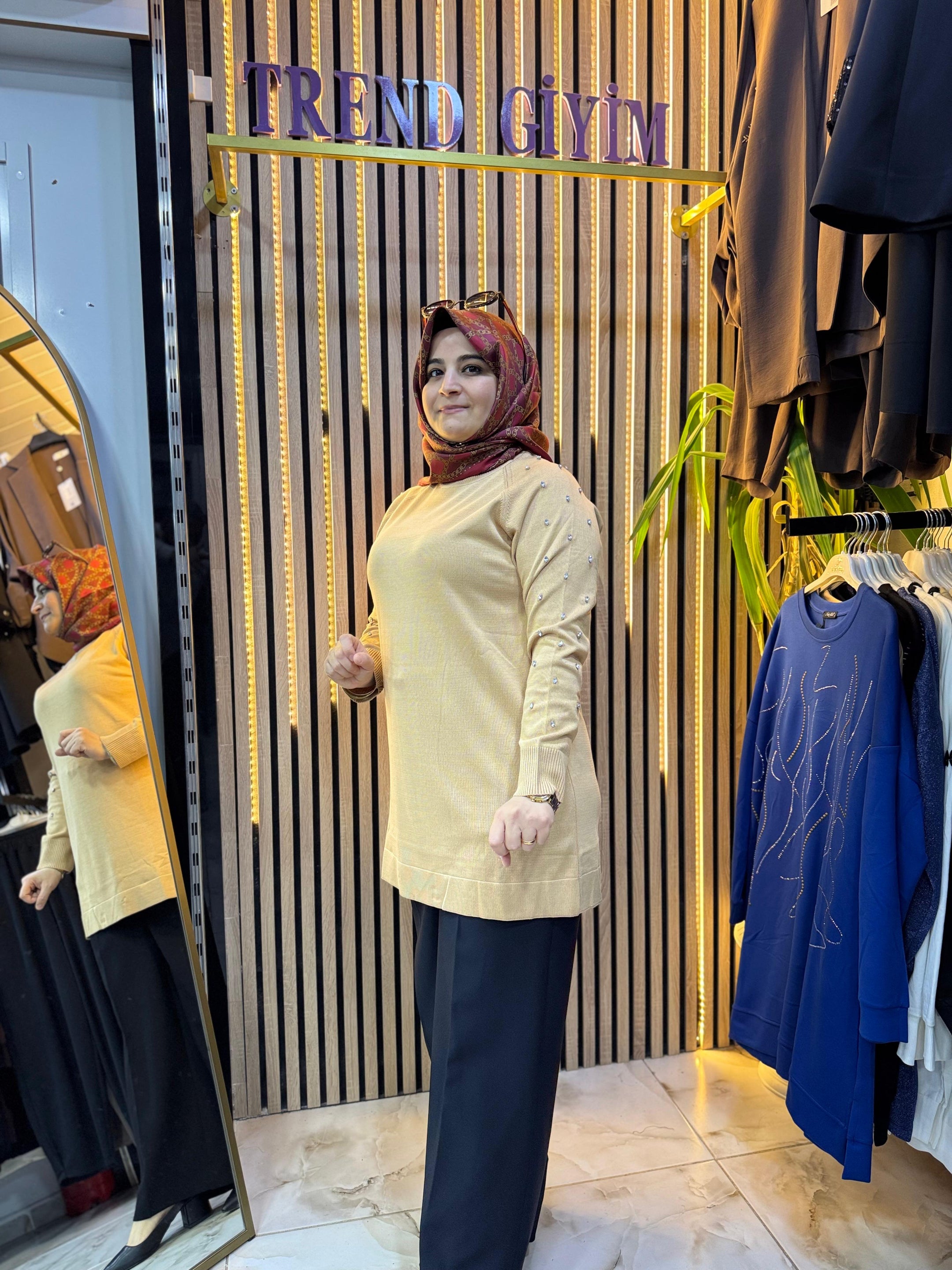 MERSERİZE KOLU TAŞLI TUNİK TN50