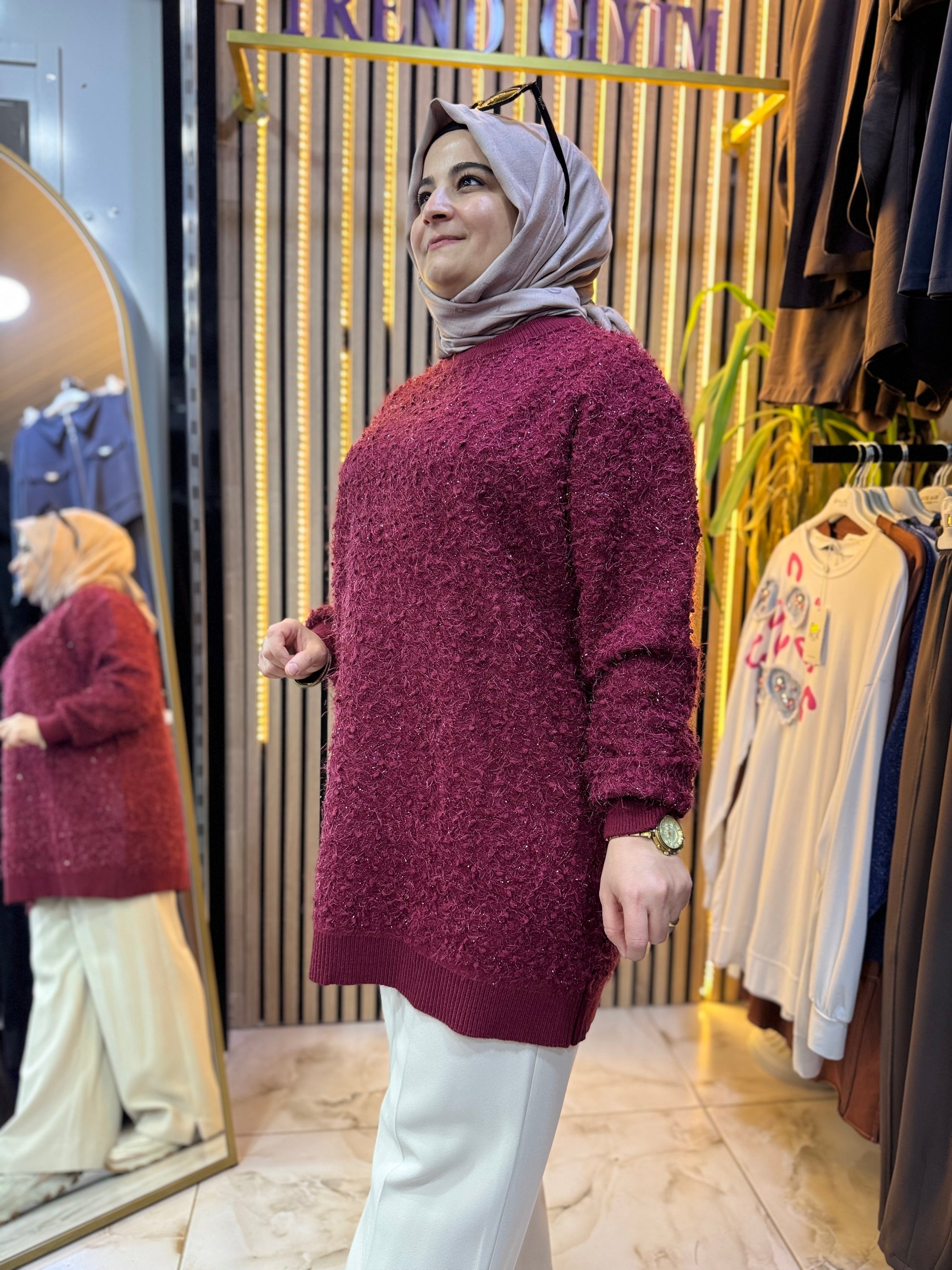 ANGORA YUMOŞ TUNIK BORDO