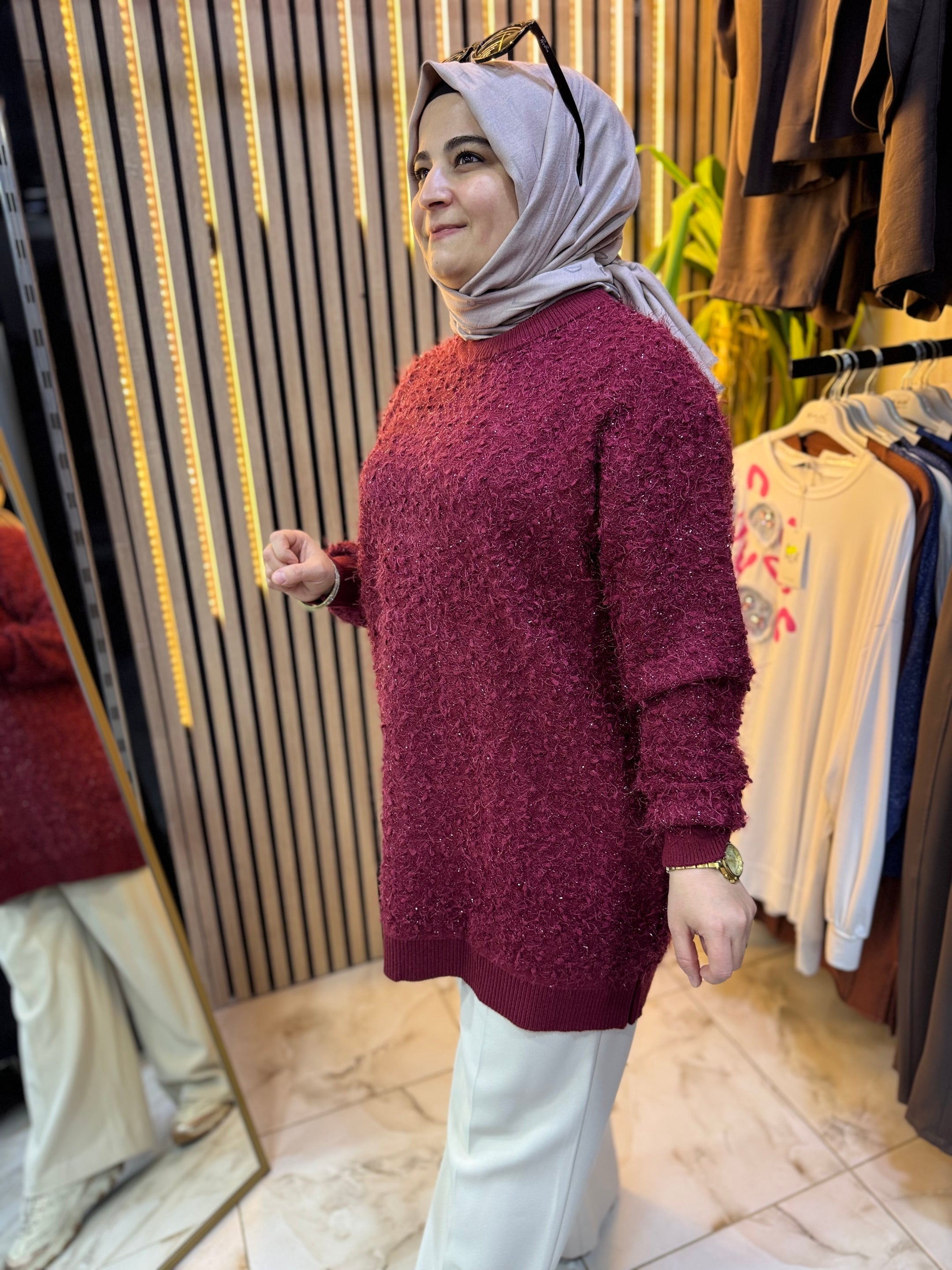 ANGORA YUMOŞ TUNIK BORDO