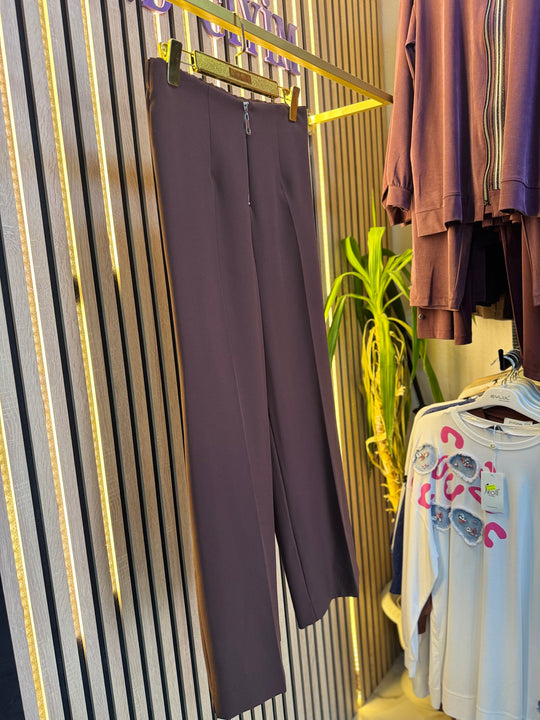 PUANE DÖKÜMLÜ KREP PANTOLON ACI KAHVE P2