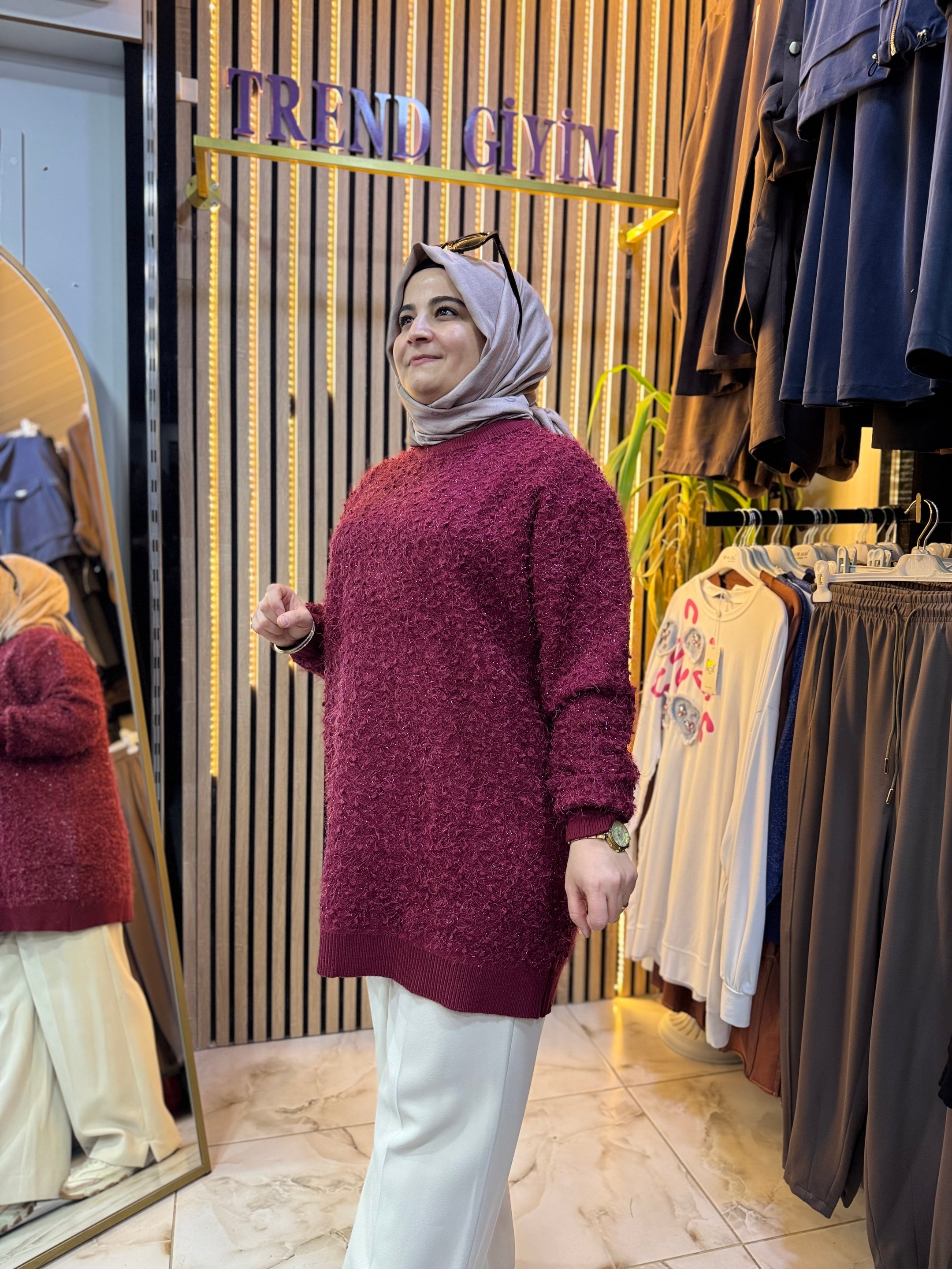 ANGORA YUMOŞ TUNIK BORDO