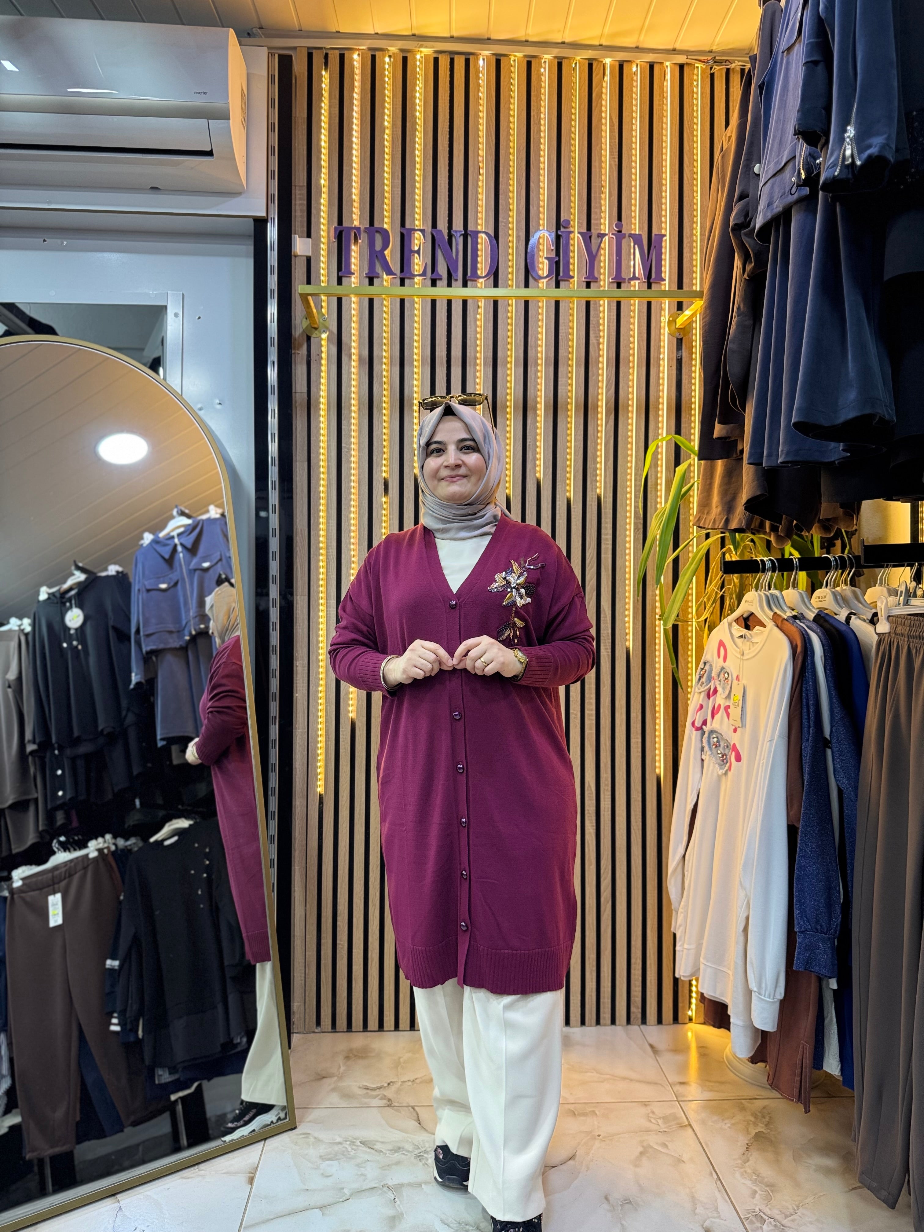 NEFISE GÜL DETAYLI HIRKA BORDO HK1