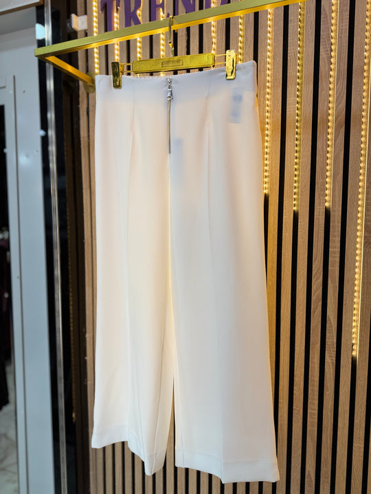 PUANE DÖKÜMLÜ KREP PANTOLON BEYAZ P1