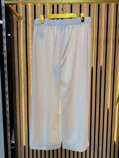PUANE DÖKÜMLÜ KREP PANTOLON BEYAZ P1