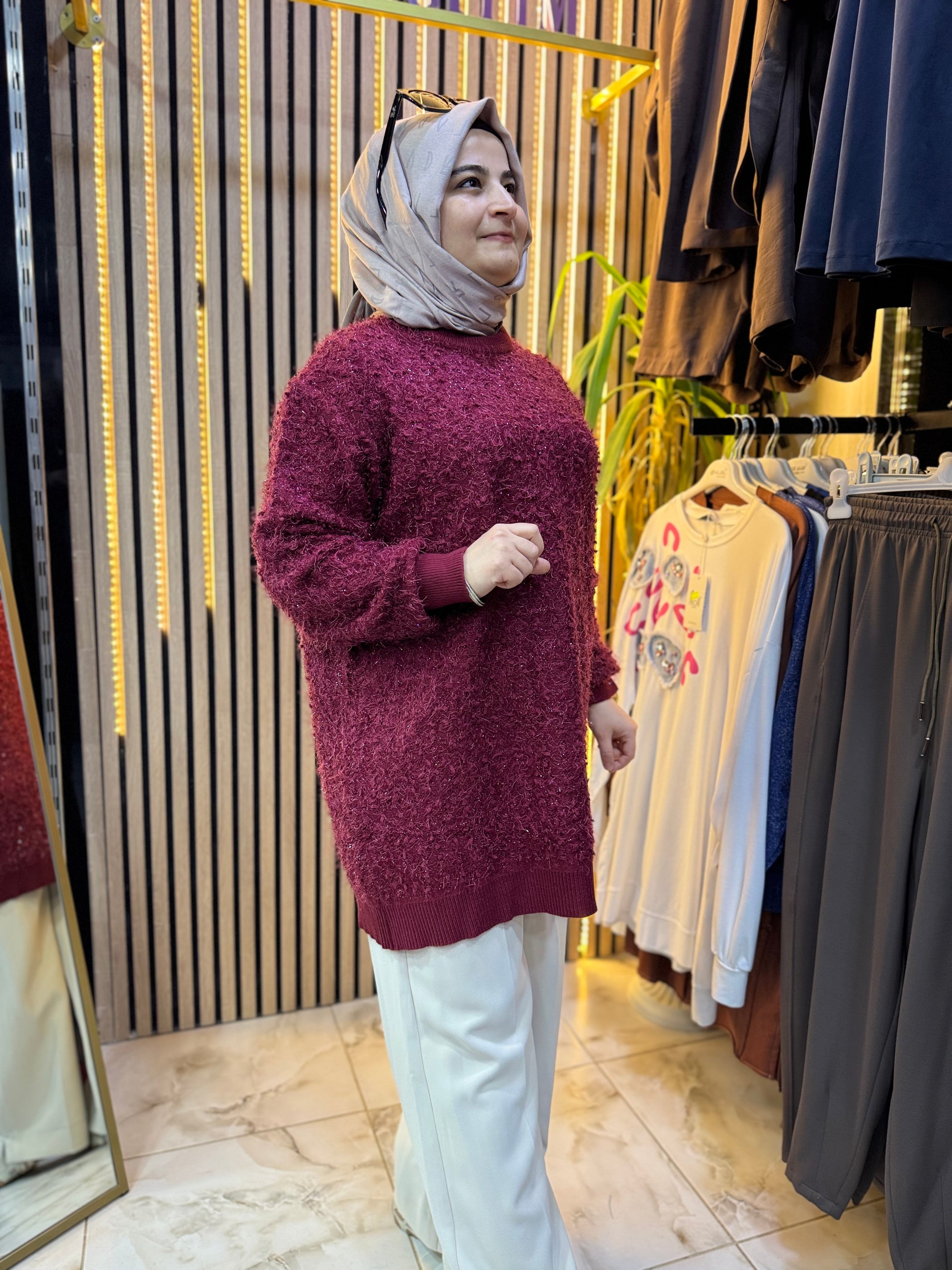 ANGORA YUMOŞ TUNIK BORDO