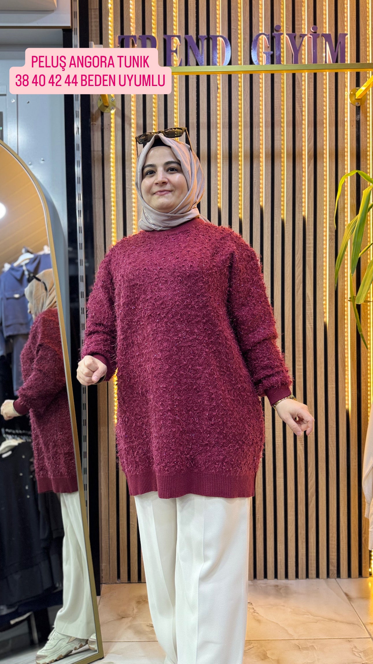 ANGORA YUMOŞ TUNIK BORDO