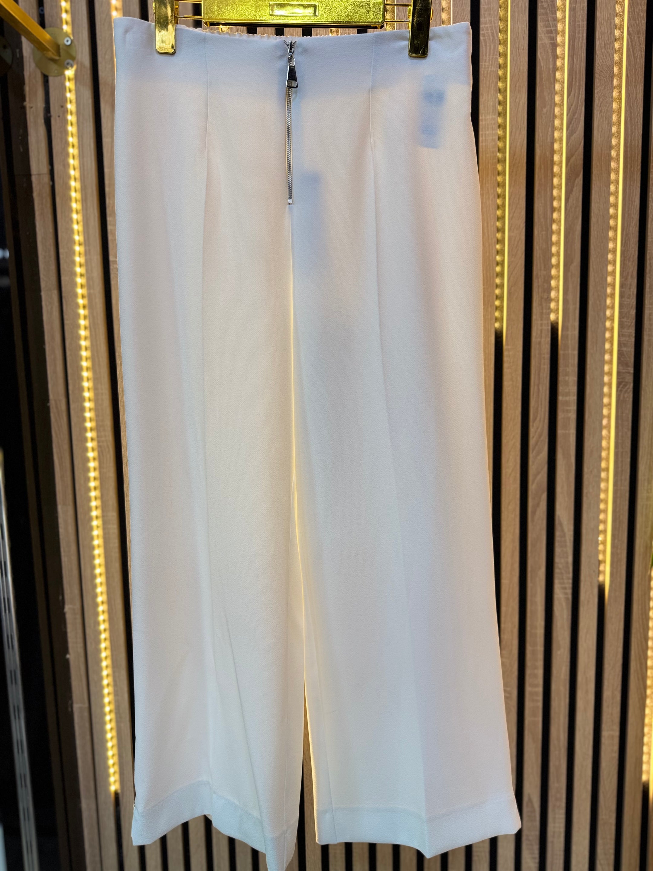 PUANE DÖKÜMLÜ KREP PANTOLON BEYAZ P1