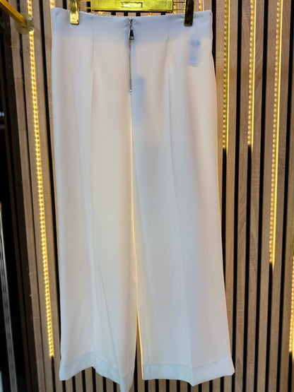 PUANE DÖKÜMLÜ KREP PANTOLON BEYAZ P1