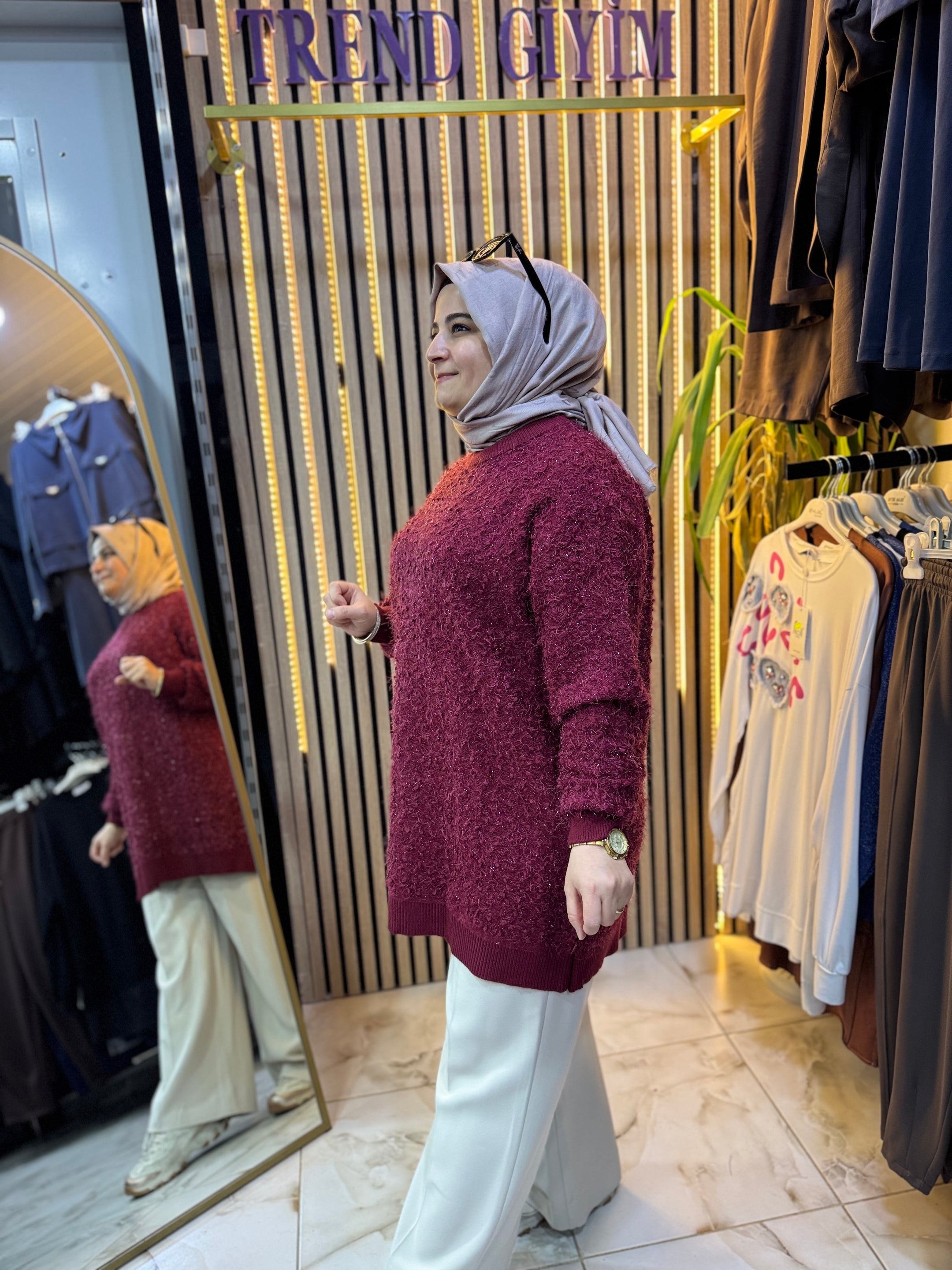 ANGORA YUMOŞ TUNIK BORDO
