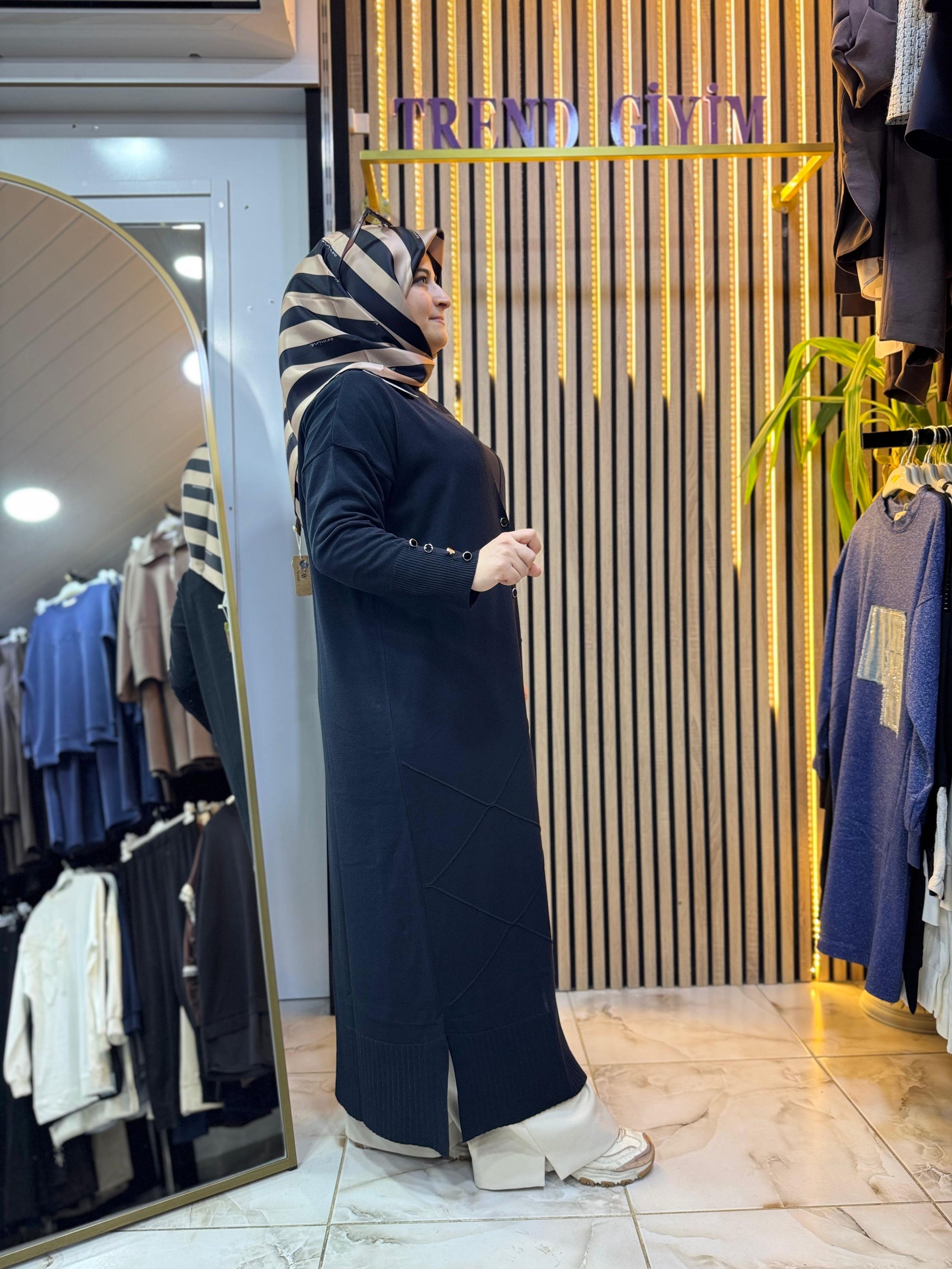 UZUN MERSERİZE HIRKA SİYAH H03