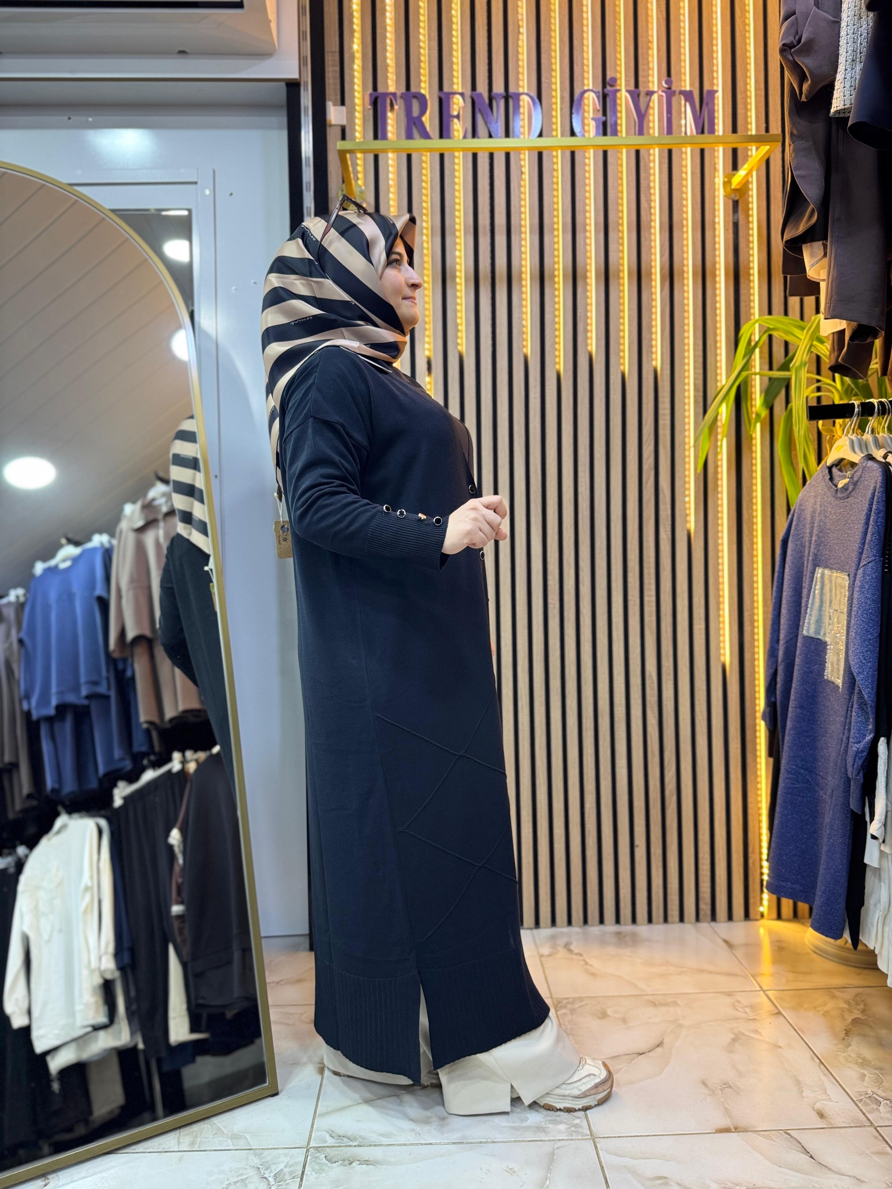 UZUN MERSERİZE HIRKA SİYAH H03