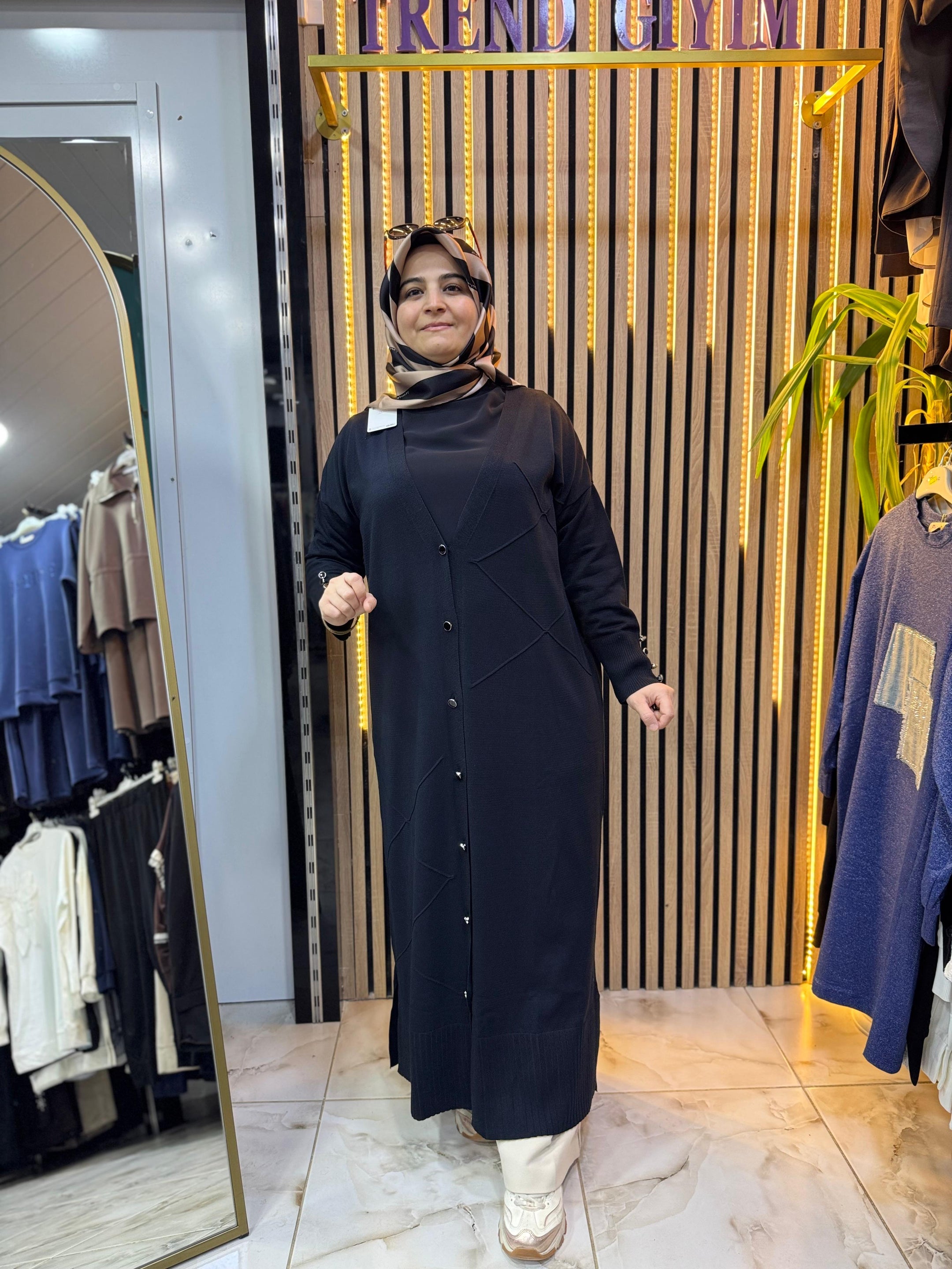 UZUN MERSERİZE HIRKA SİYAH H03