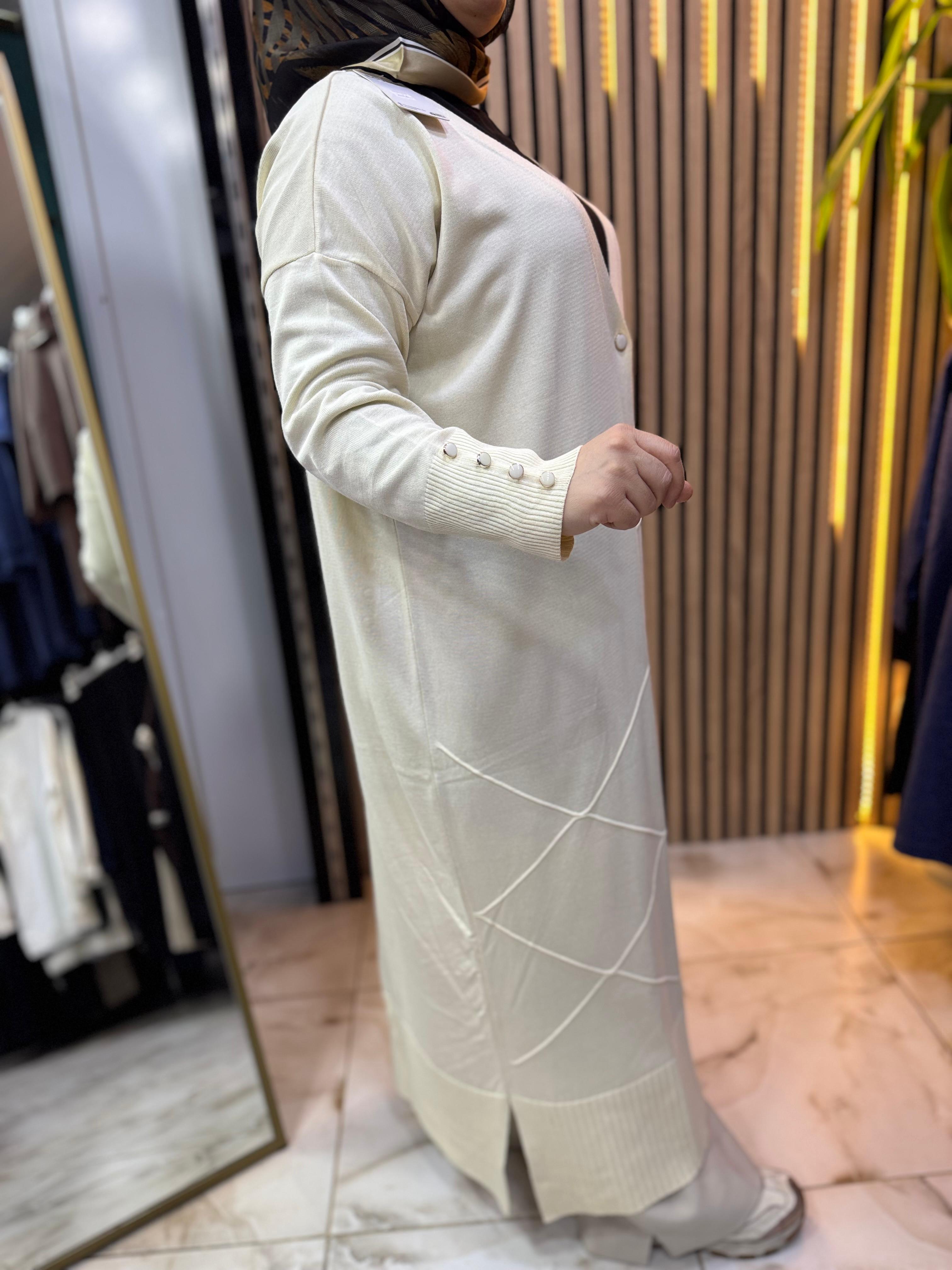 UZUN MERSERİZE HIRKA EKRU H02