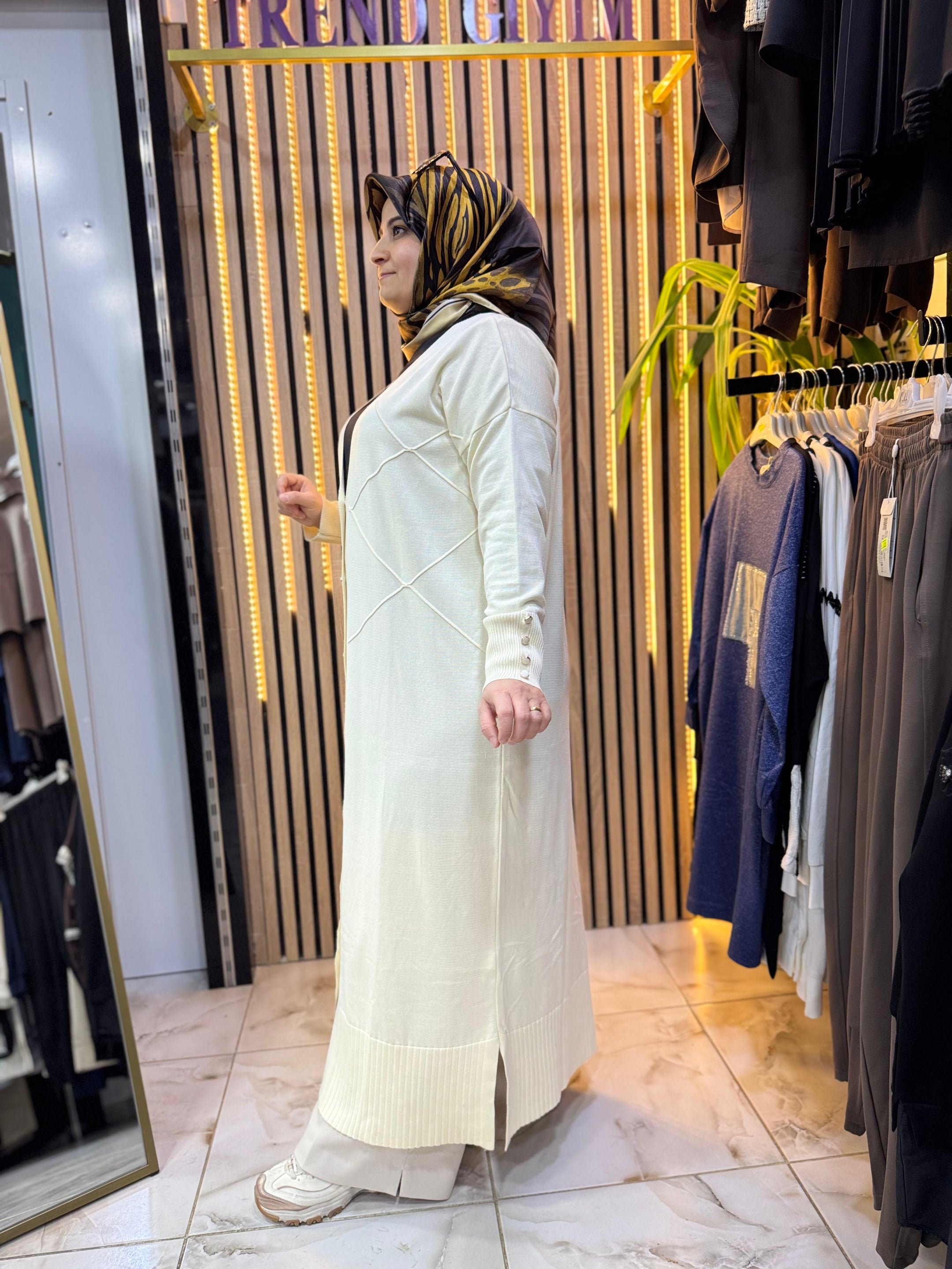 UZUN MERSERİZE HIRKA EKRU H02