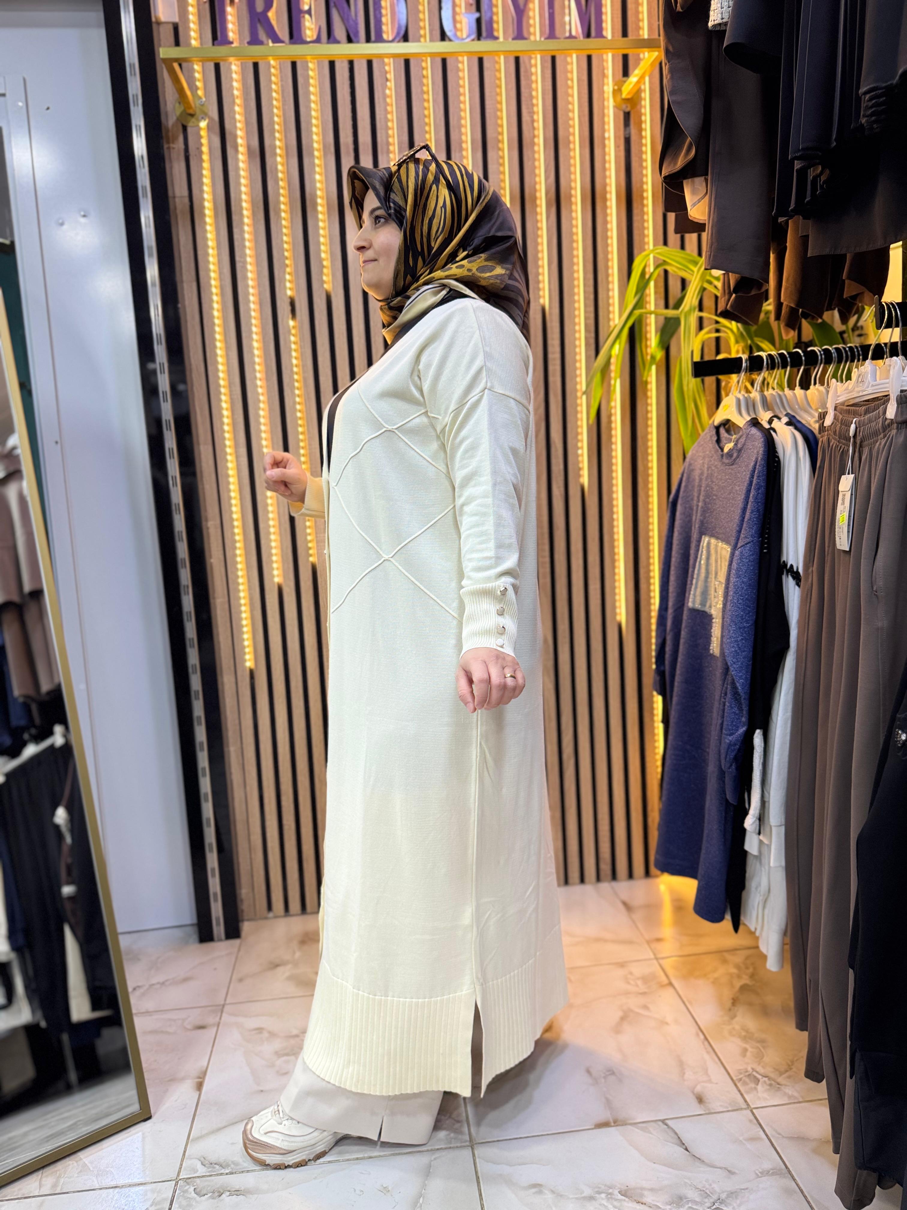 UZUN MERSERİZE HIRKA EKRU H02