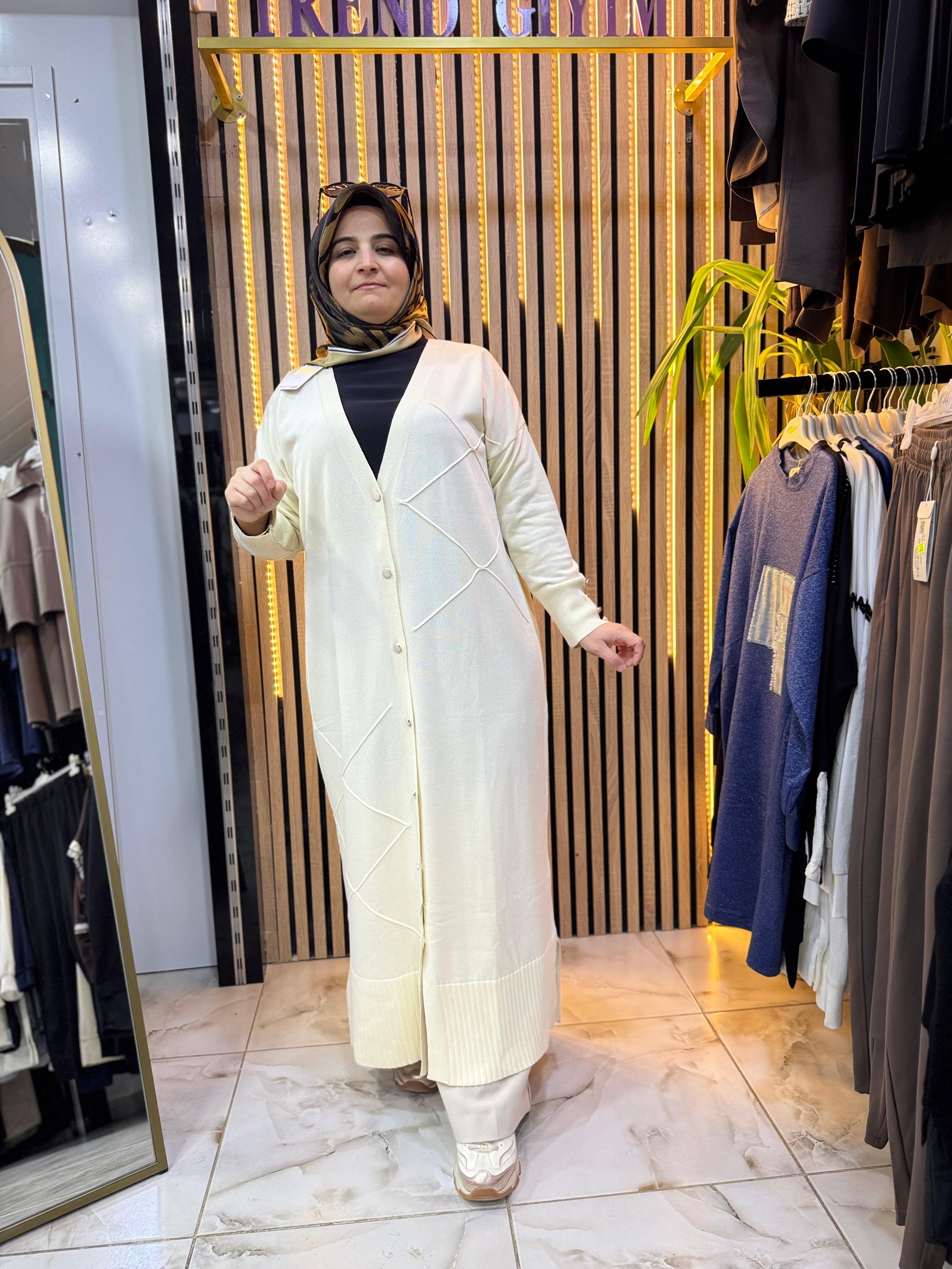 UZUN MERSERİZE HIRKA EKRU H02