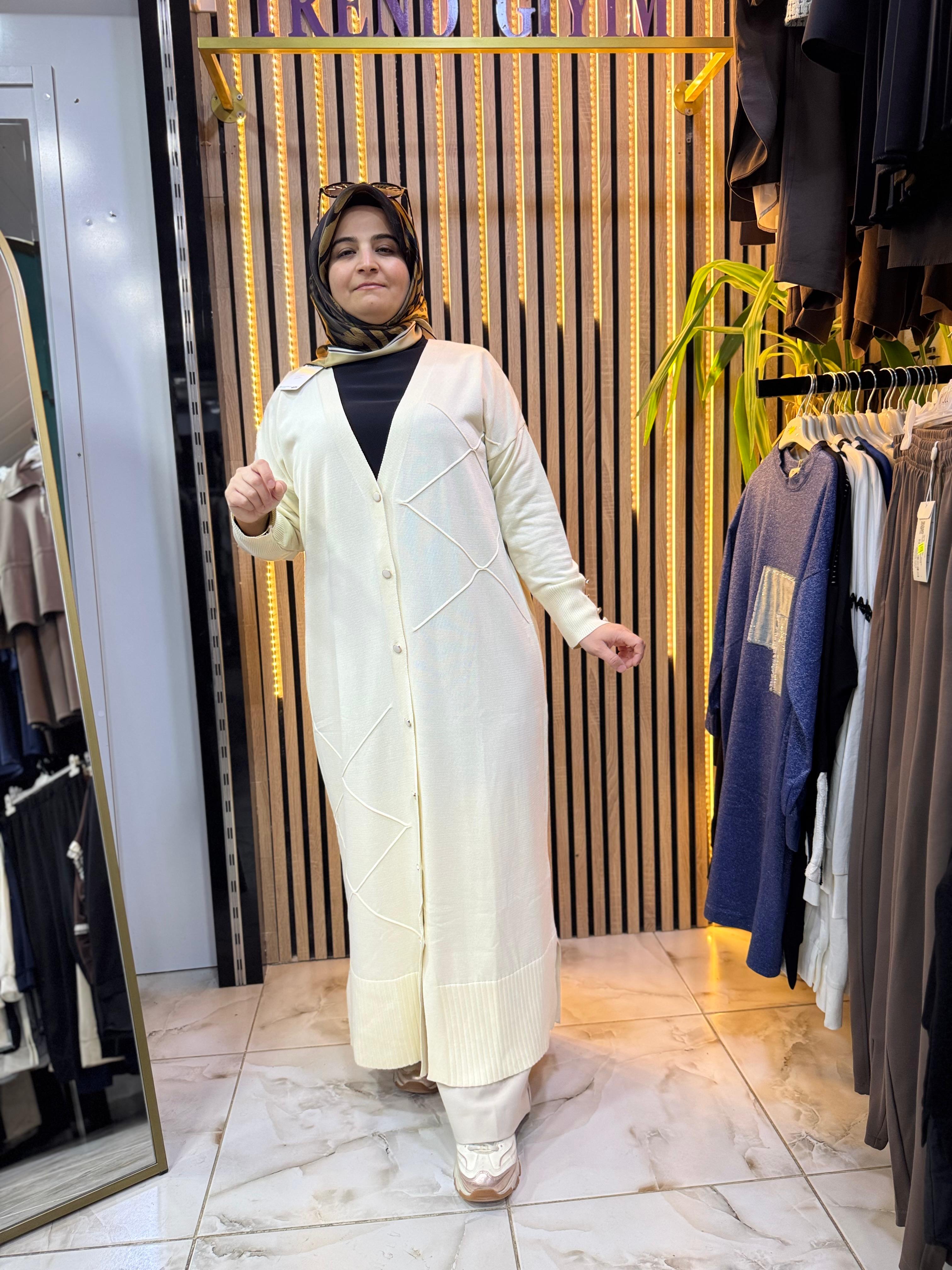 UZUN MERSERİZE HIRKA EKRU H02