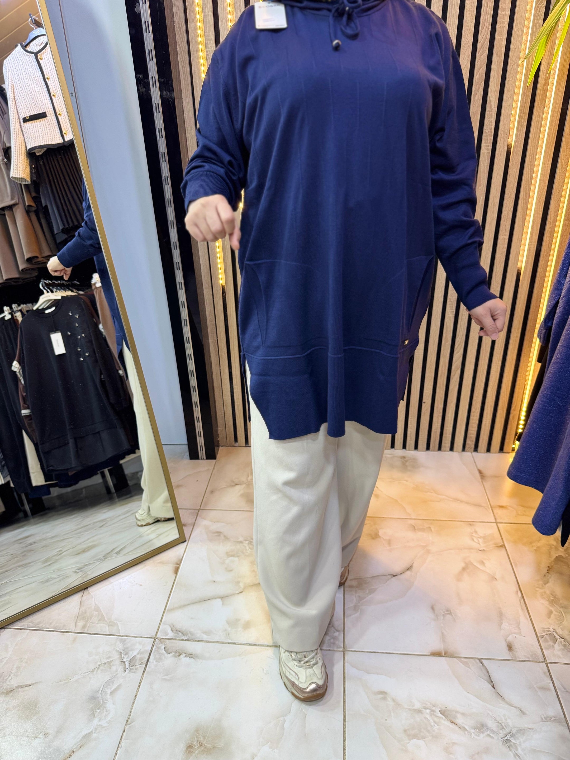 MERSERİZE KAPŞONLU TUNİK TN43