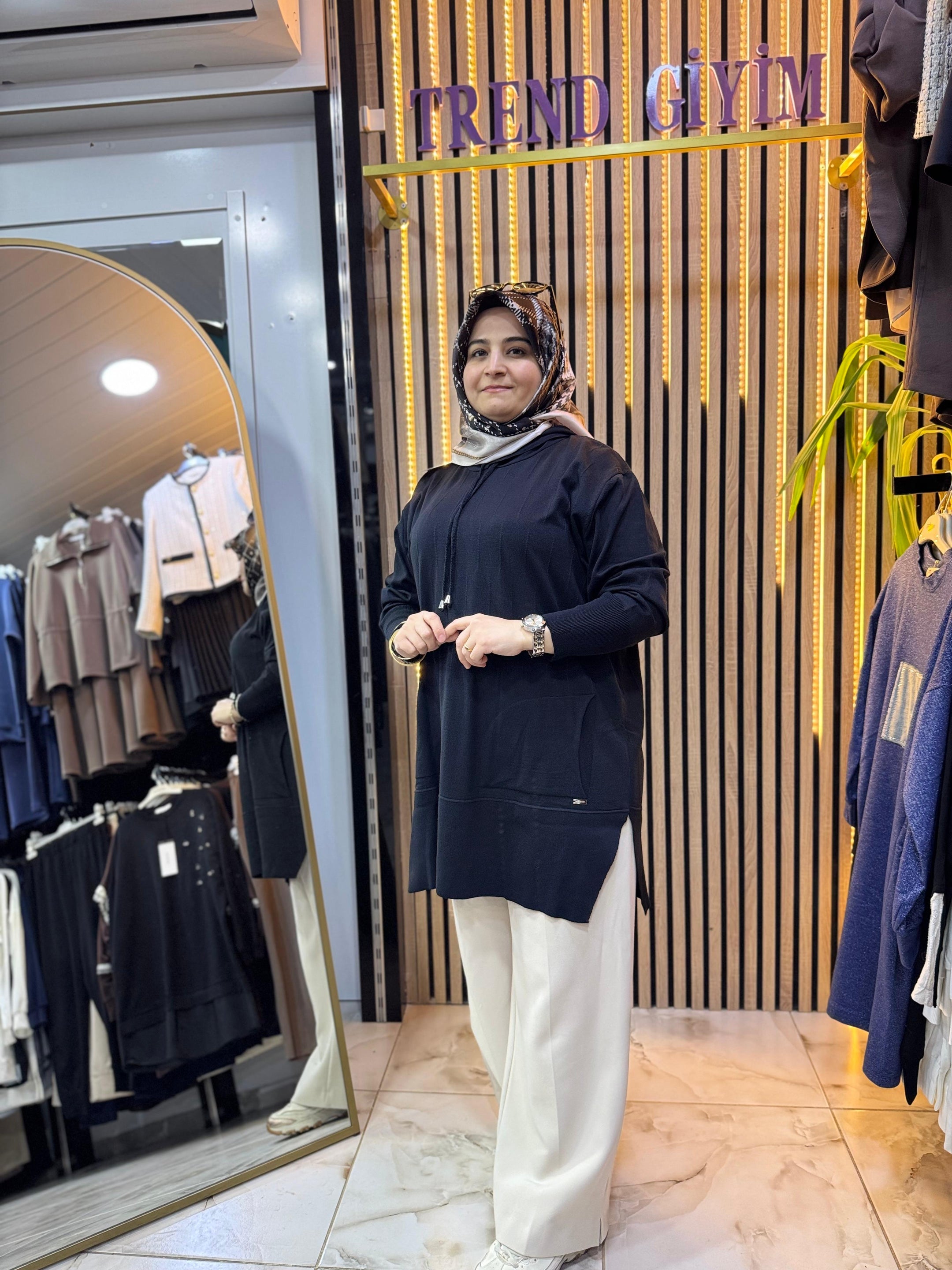 MERSERİZE KAPŞONLU TUNİK TN44