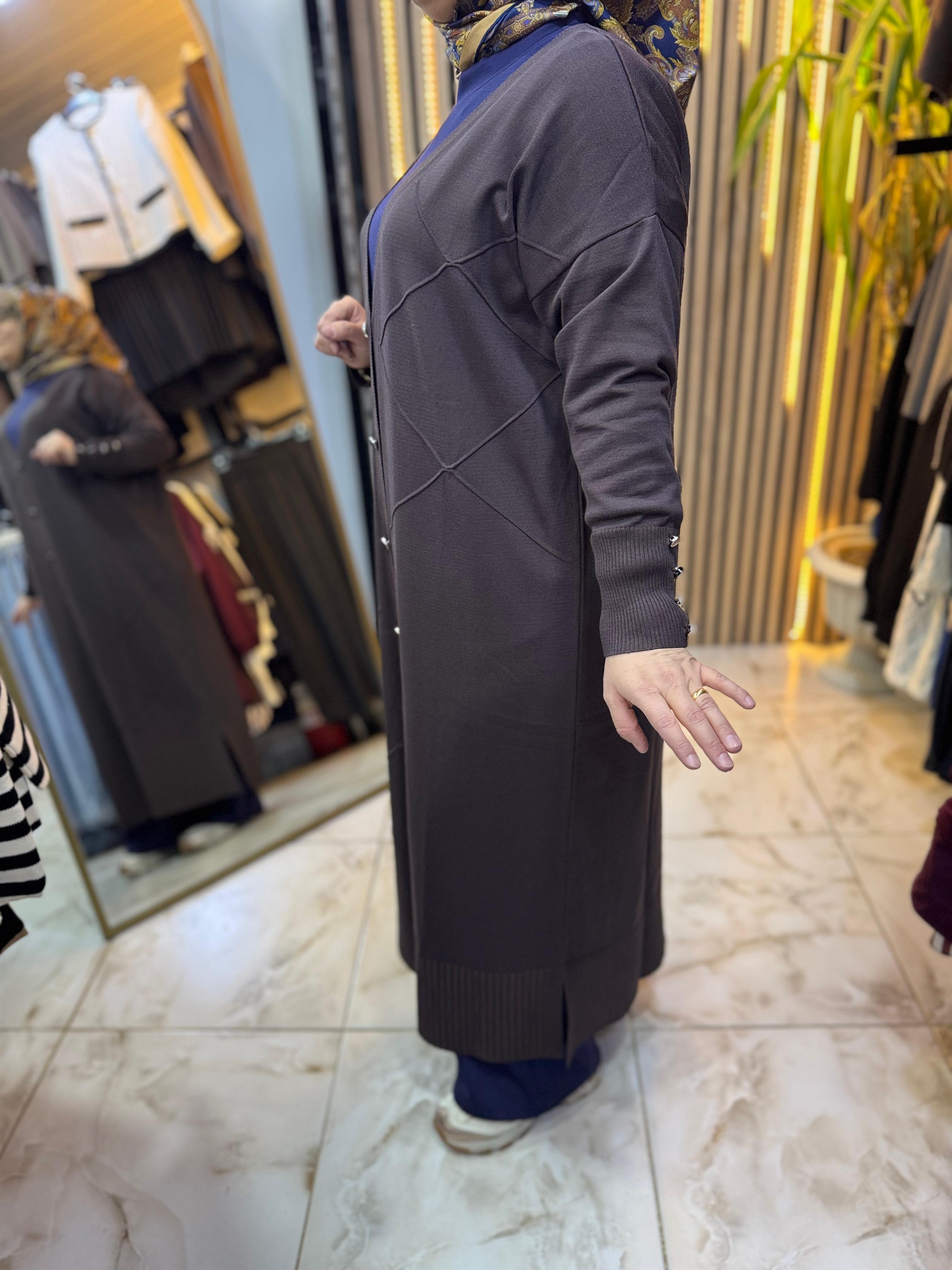 UZUN MERSERİZE HIRKA ACI KAHVE H04