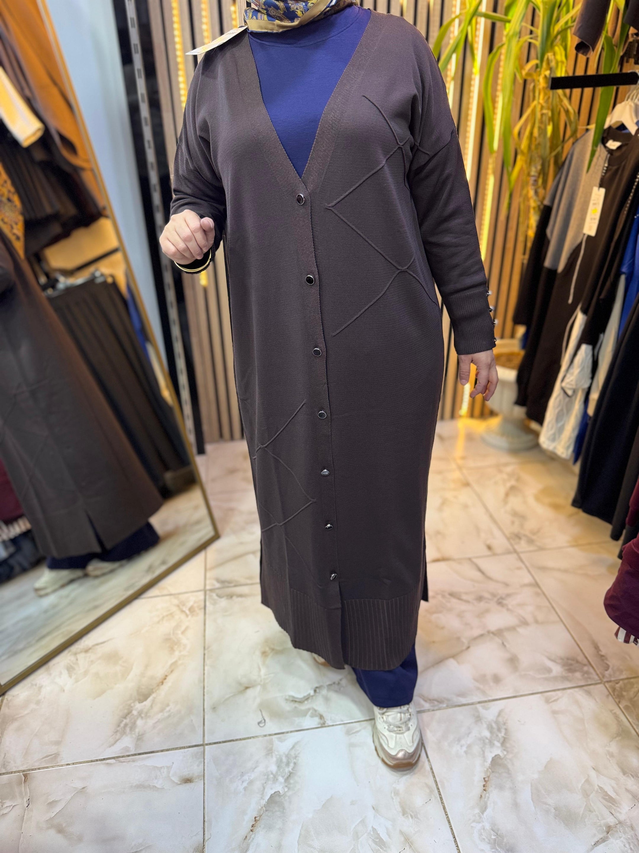 UZUN MERSERİZE HIRKA ACI KAHVE H04