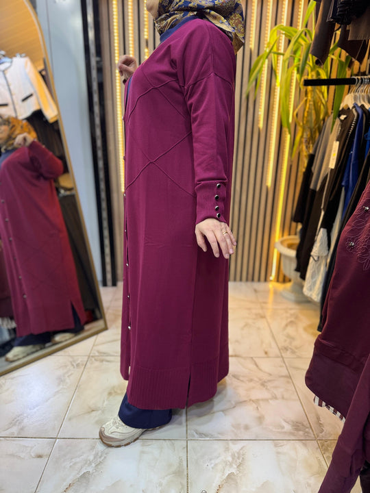 UZUN MERSERİZE HIRKA BORDO H04