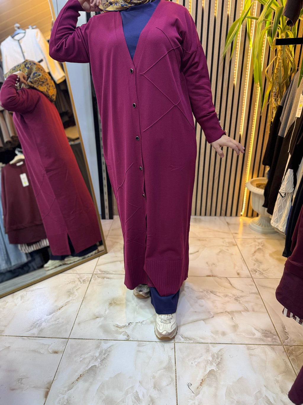 UZUN MERSERİZE HIRKA BORDO H04