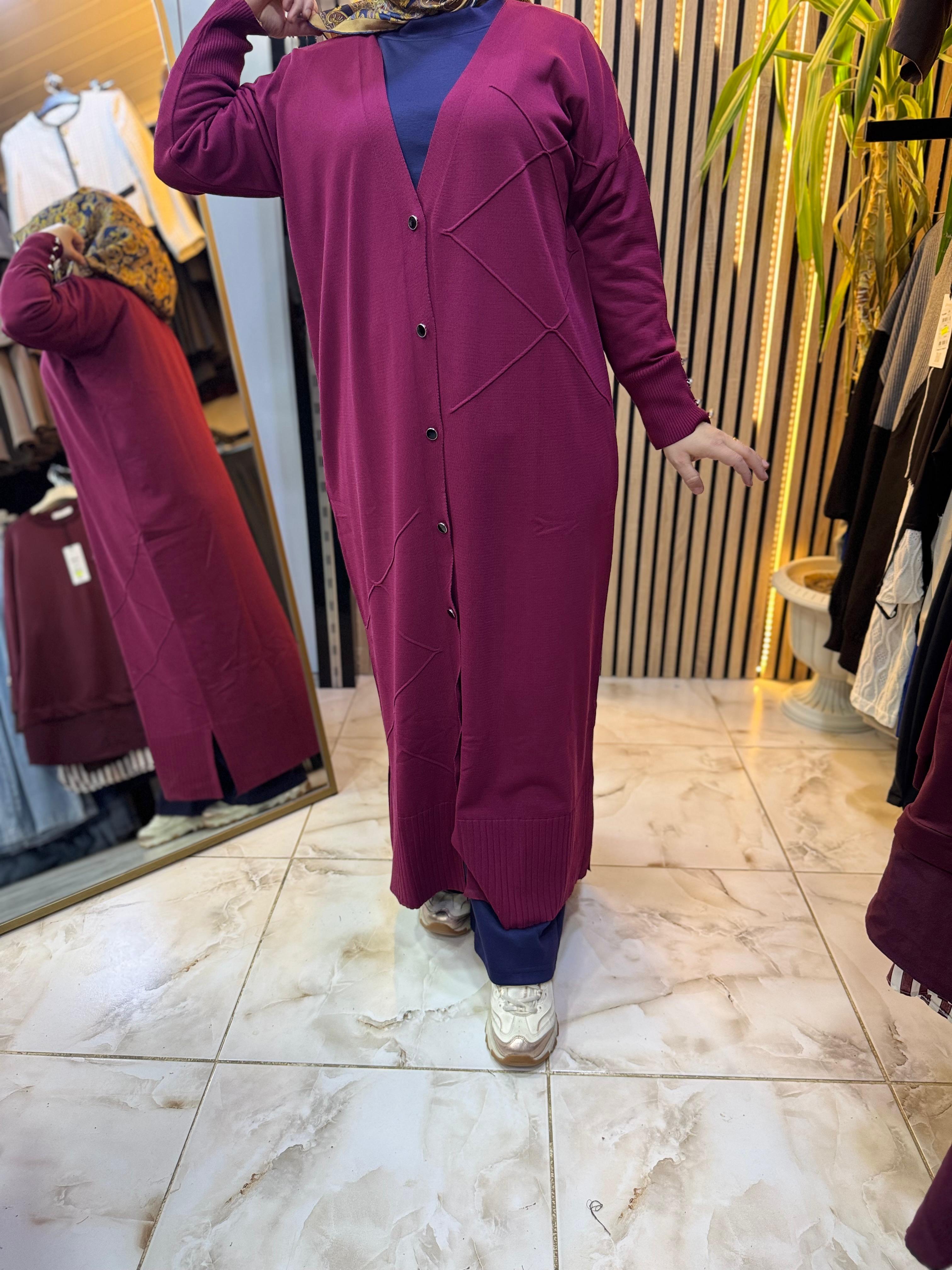 UZUN MERSERİZE HIRKA BORDO H04