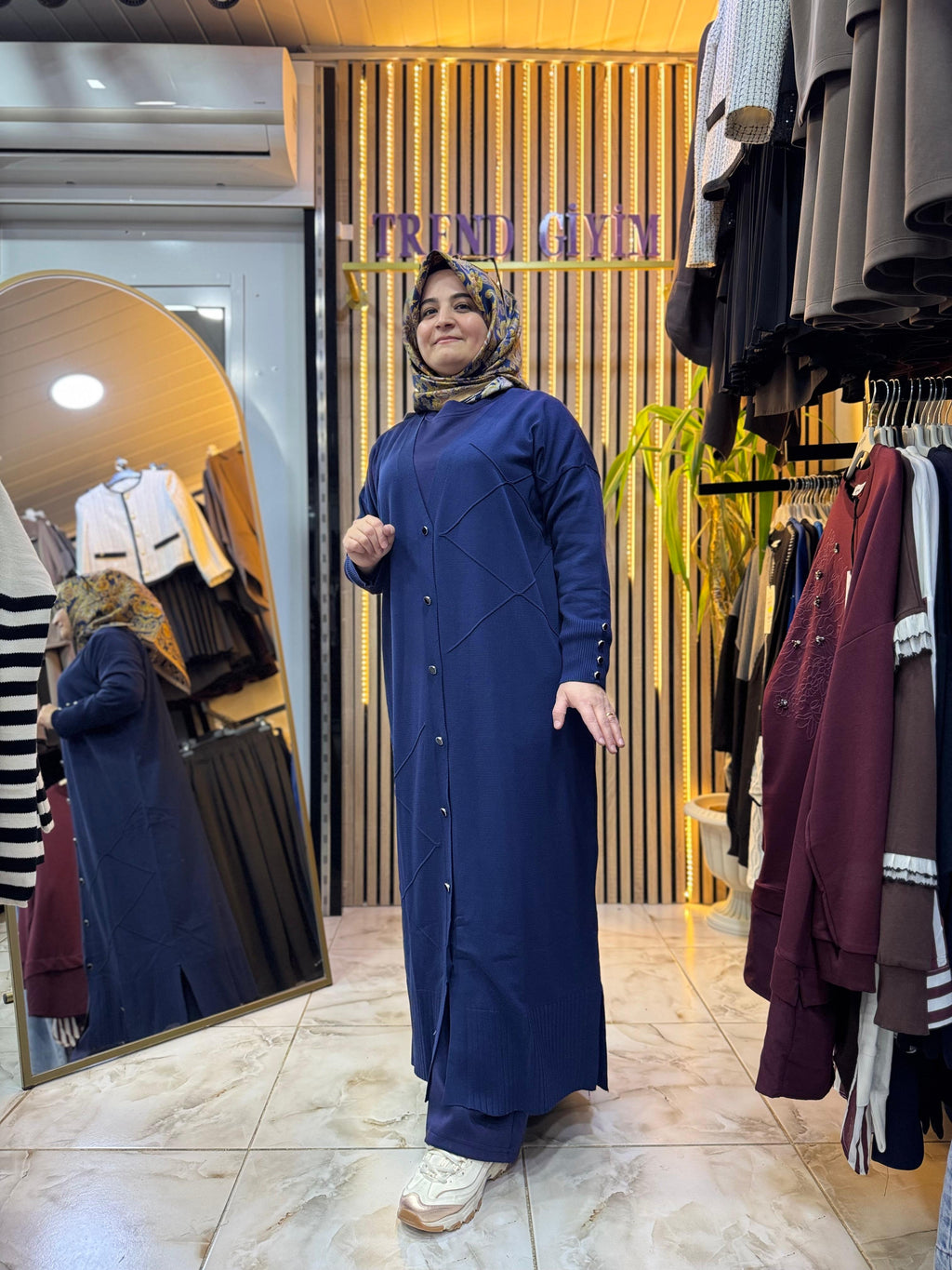 UZUN MERSERİZE HIRKA LACİVERT H05