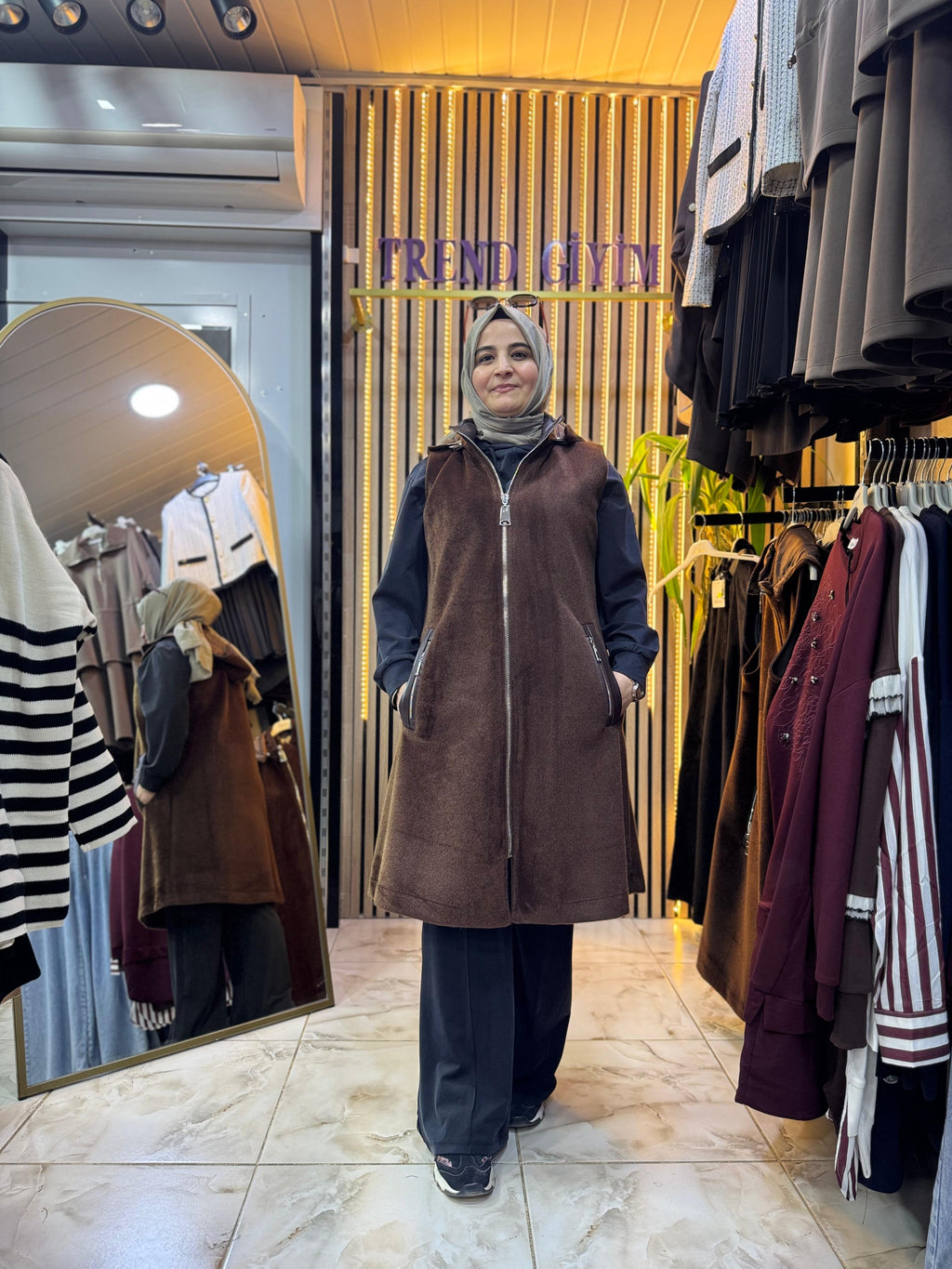 KAŞE KÜRK YELEK KAHVE CY4