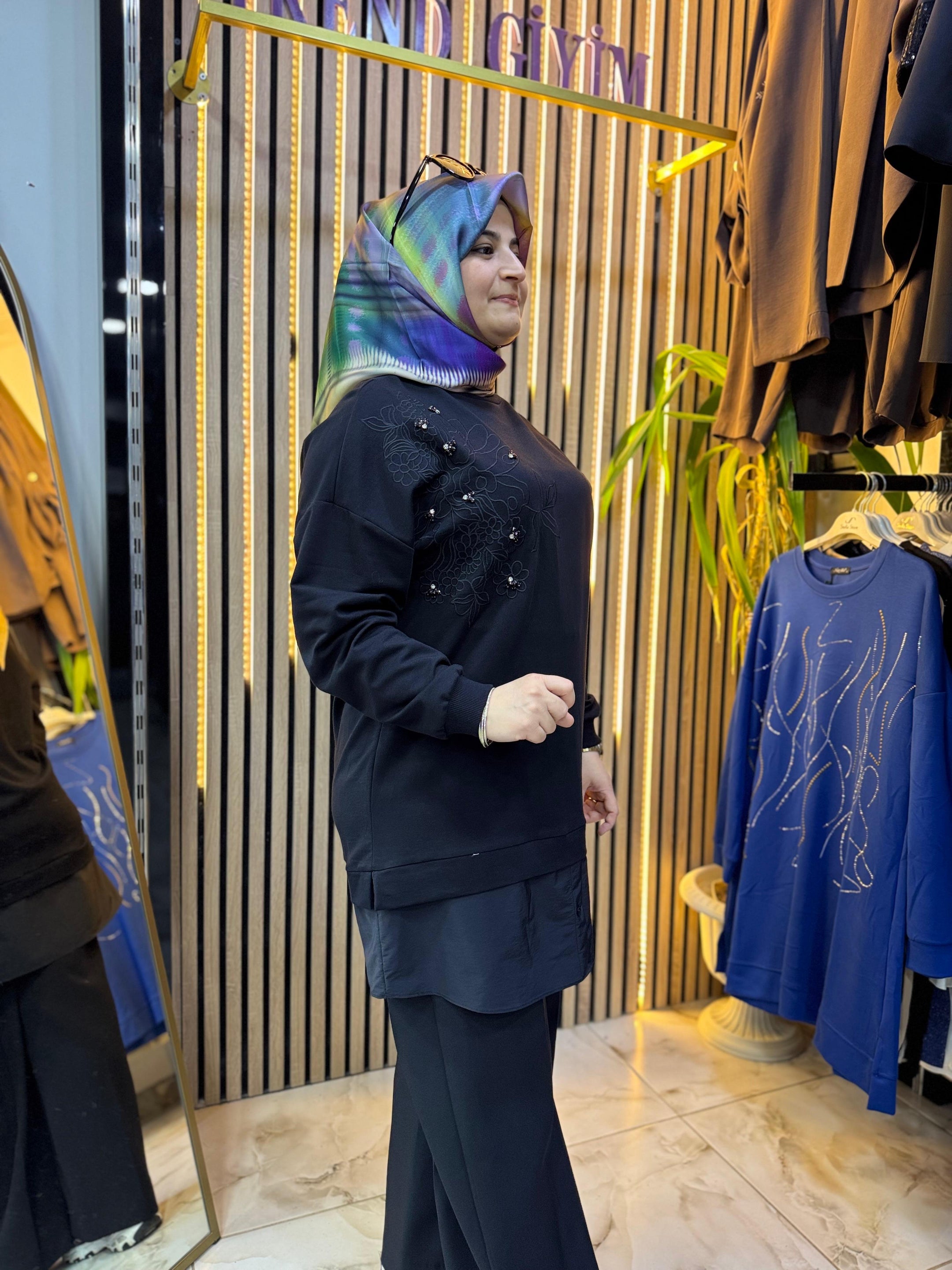 DESENLİ TUNİK SİYAH T14