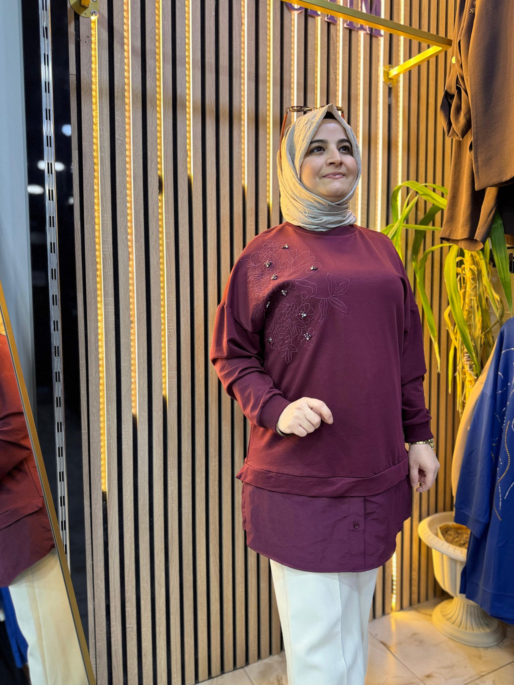 PUANE GÖMLEK DETAY TAŞLI TUNİK TN47