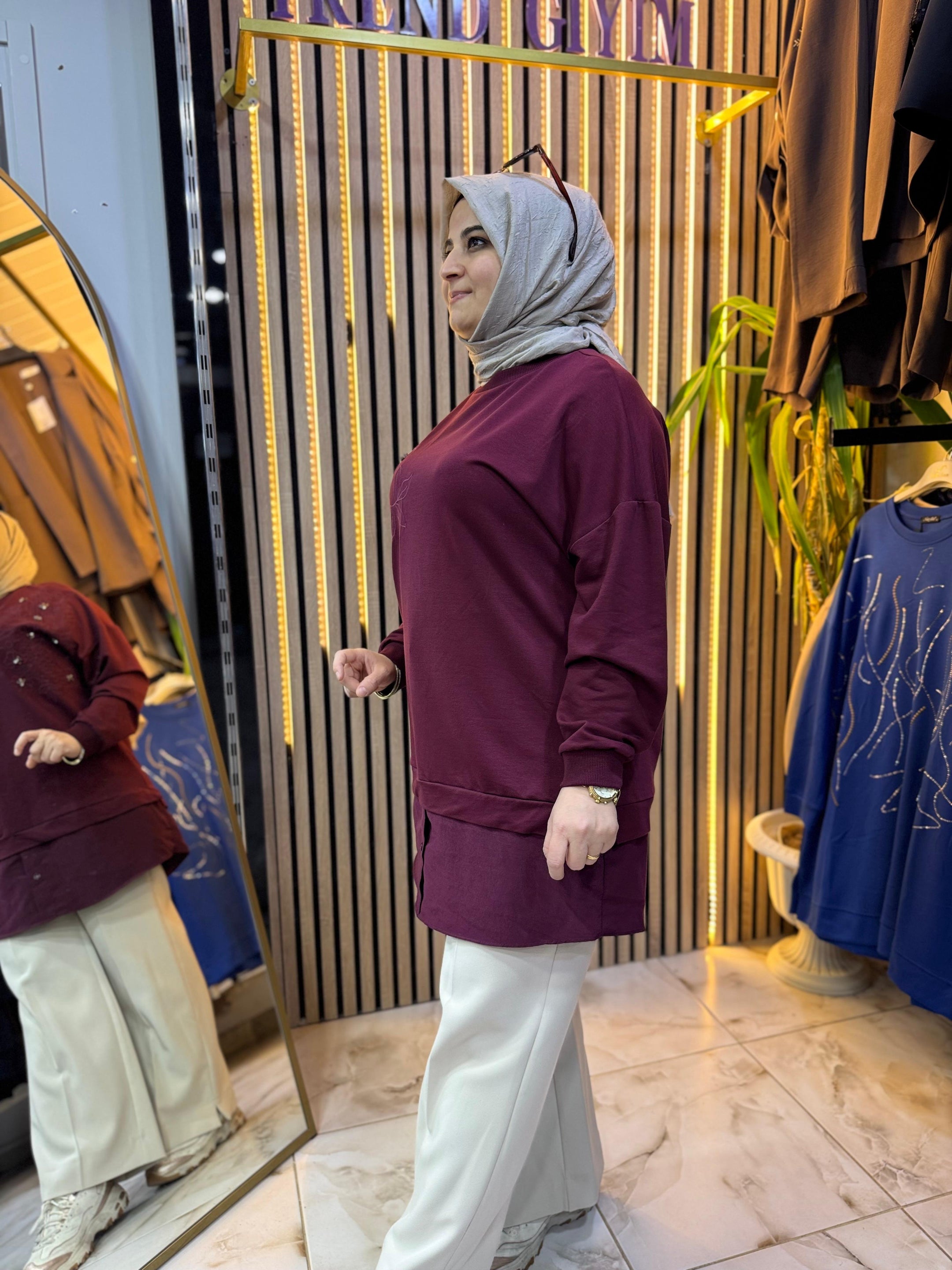 PUANE GÖMLEK DETAY TAŞLI TUNİK TN47