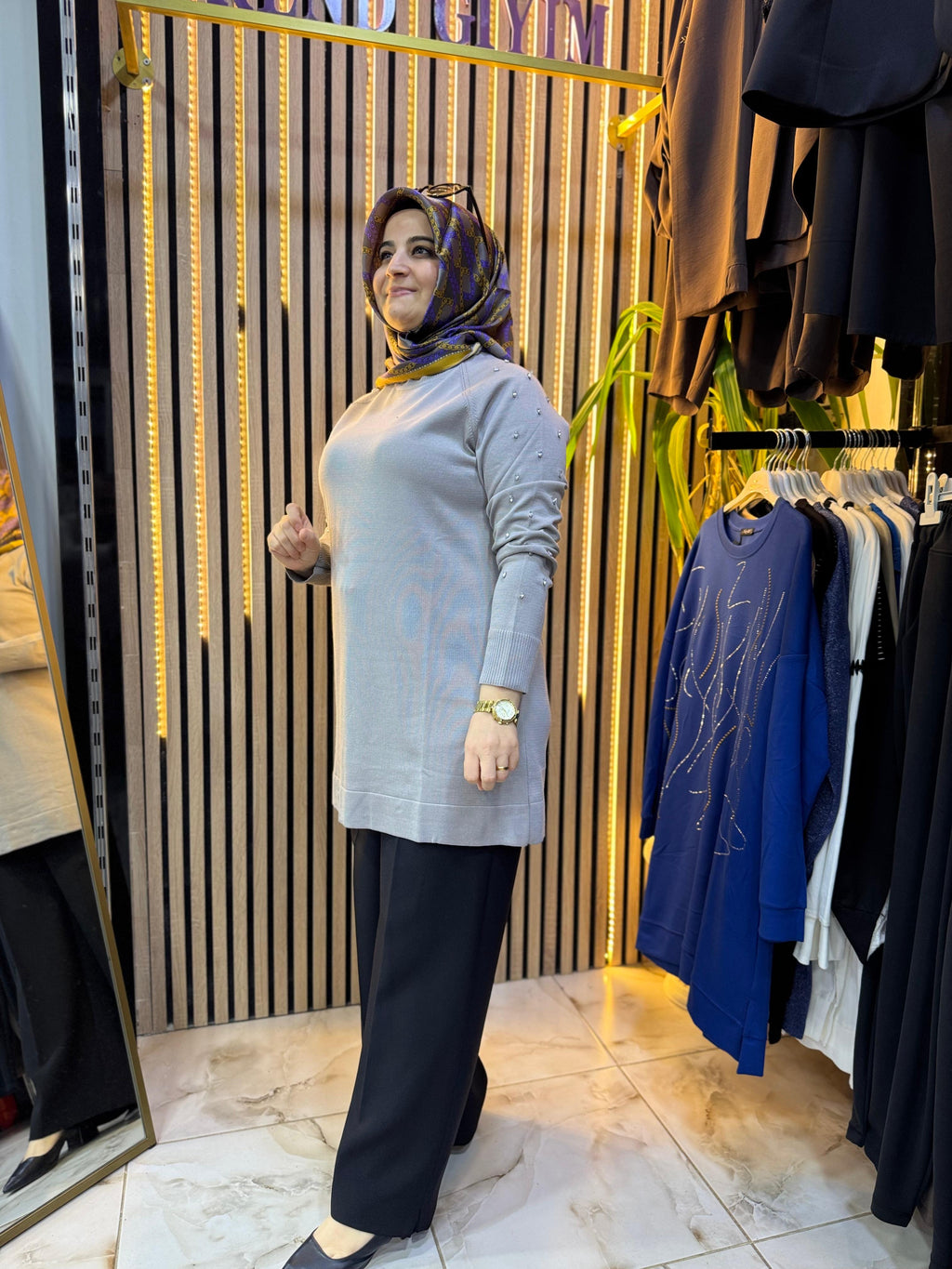 MERSERİZE KOLU TAŞLI TUNİK TN48